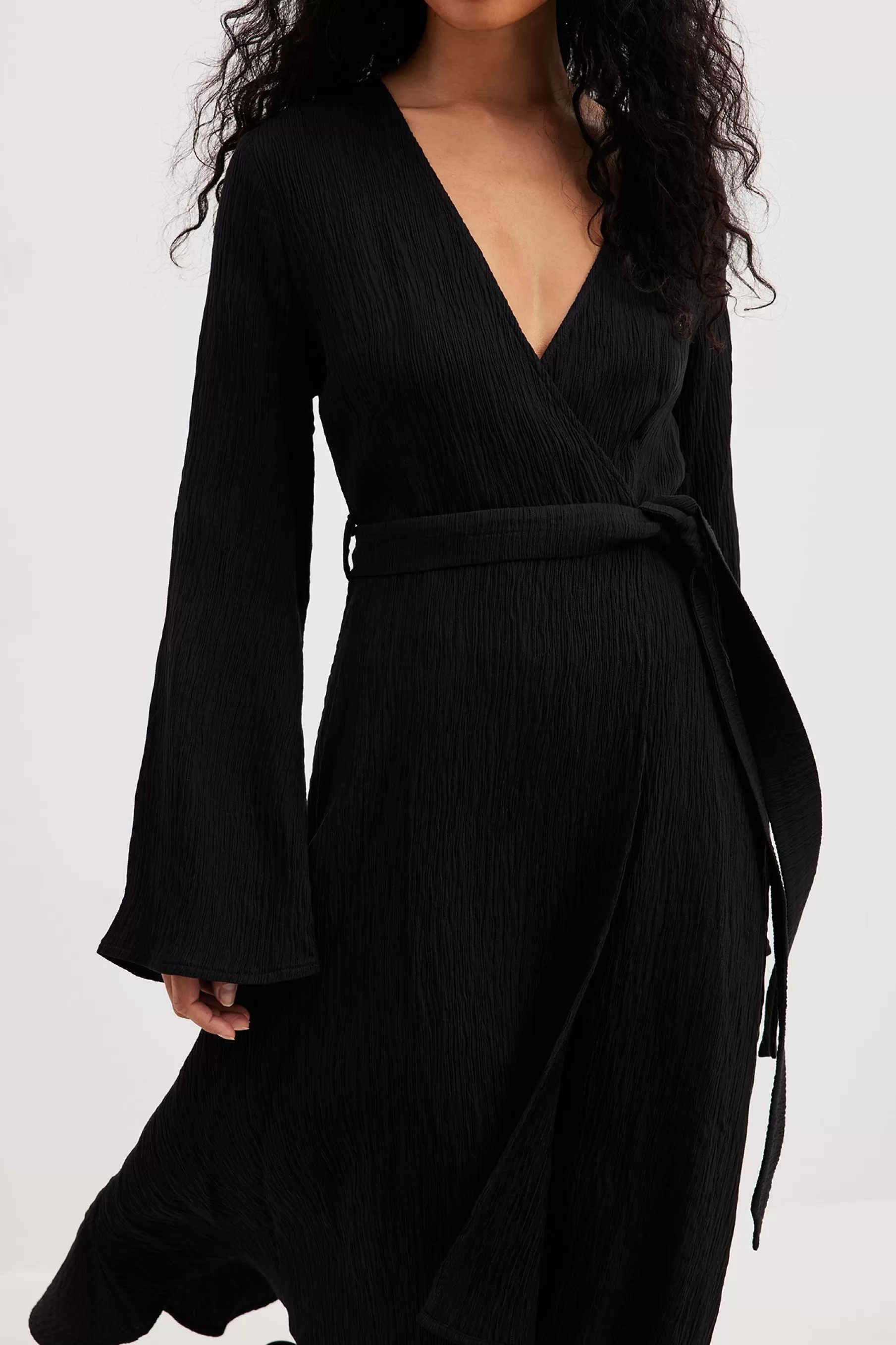 NA-KD Structured Longer Back Tie Waist Dress Black