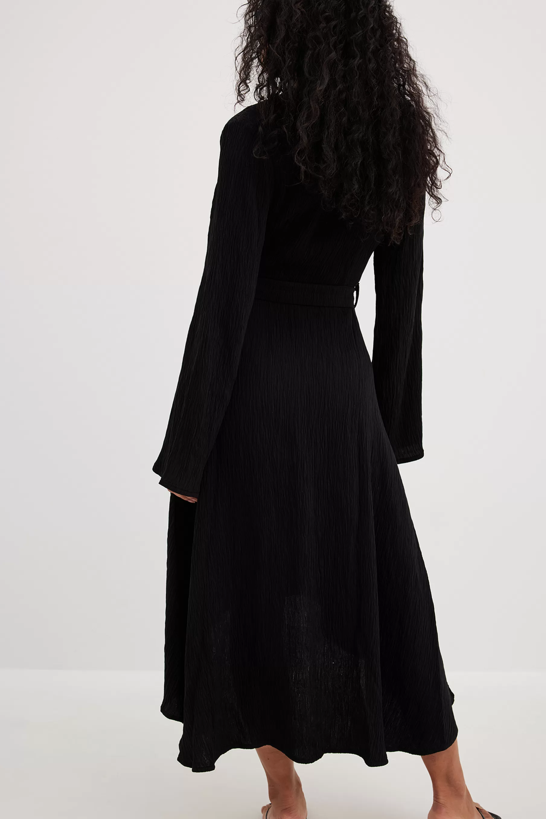 NA-KD Structured Longer Back Tie Waist Dress Black