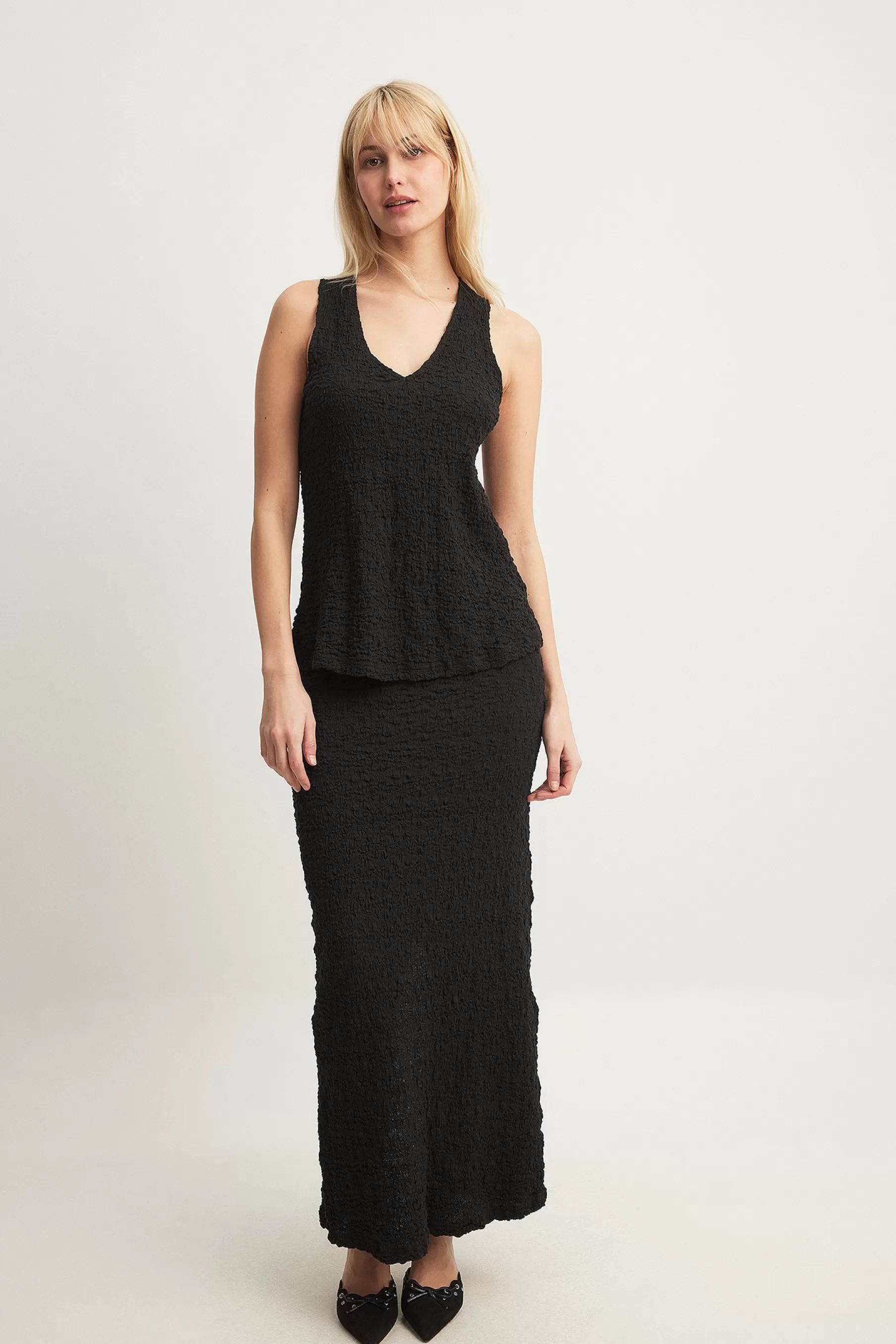 NA-KD Structured Maxi Skirt Black