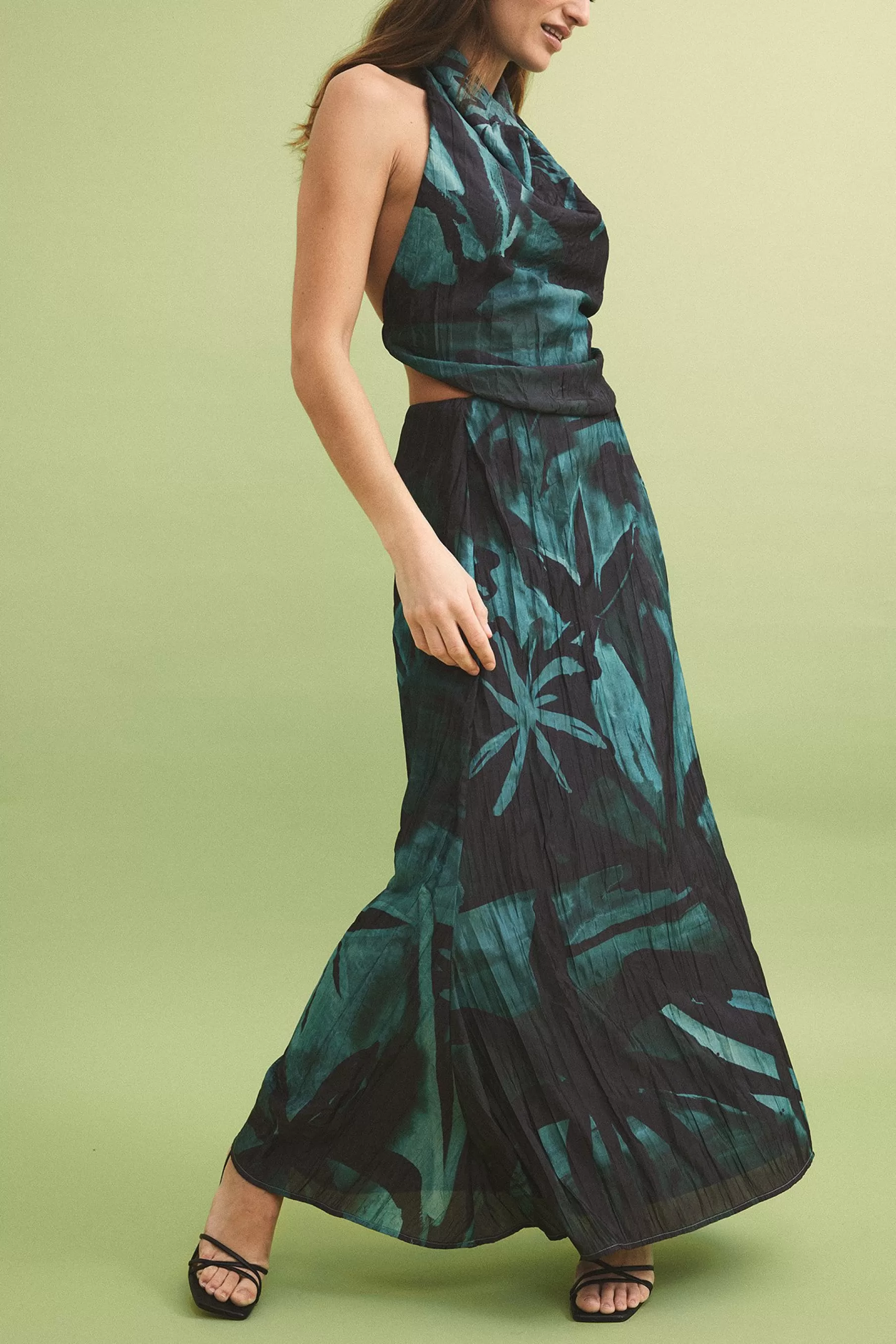 NA-KD Structured Maxi Skirt Green