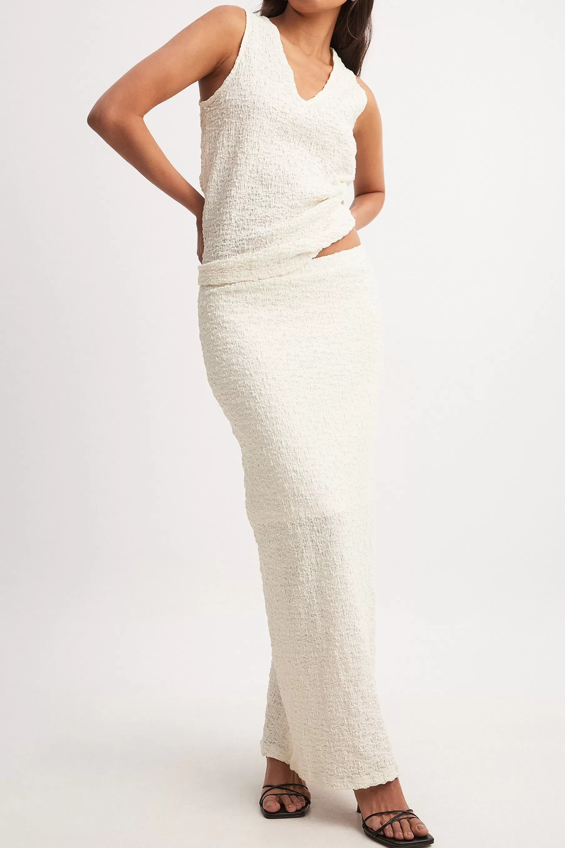 NA-KD Structured Maxi Skirt Offwhite