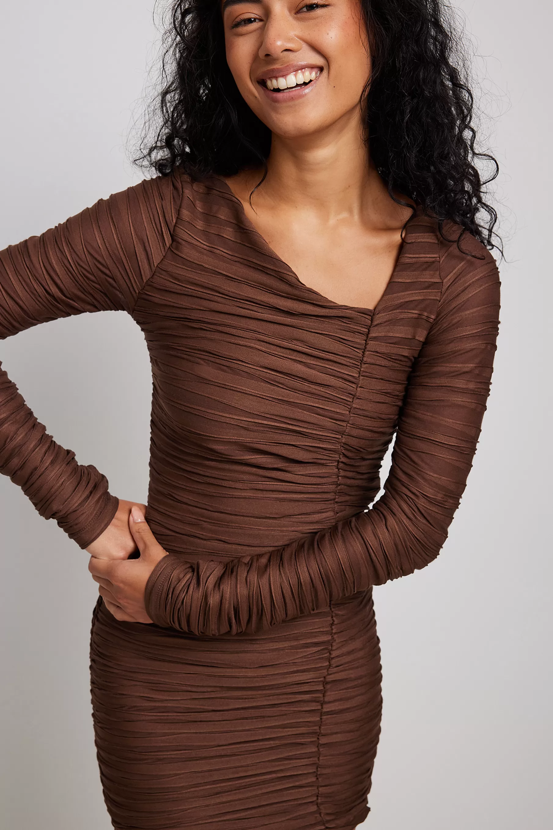 NA-KD Structured Mini Dress Brown