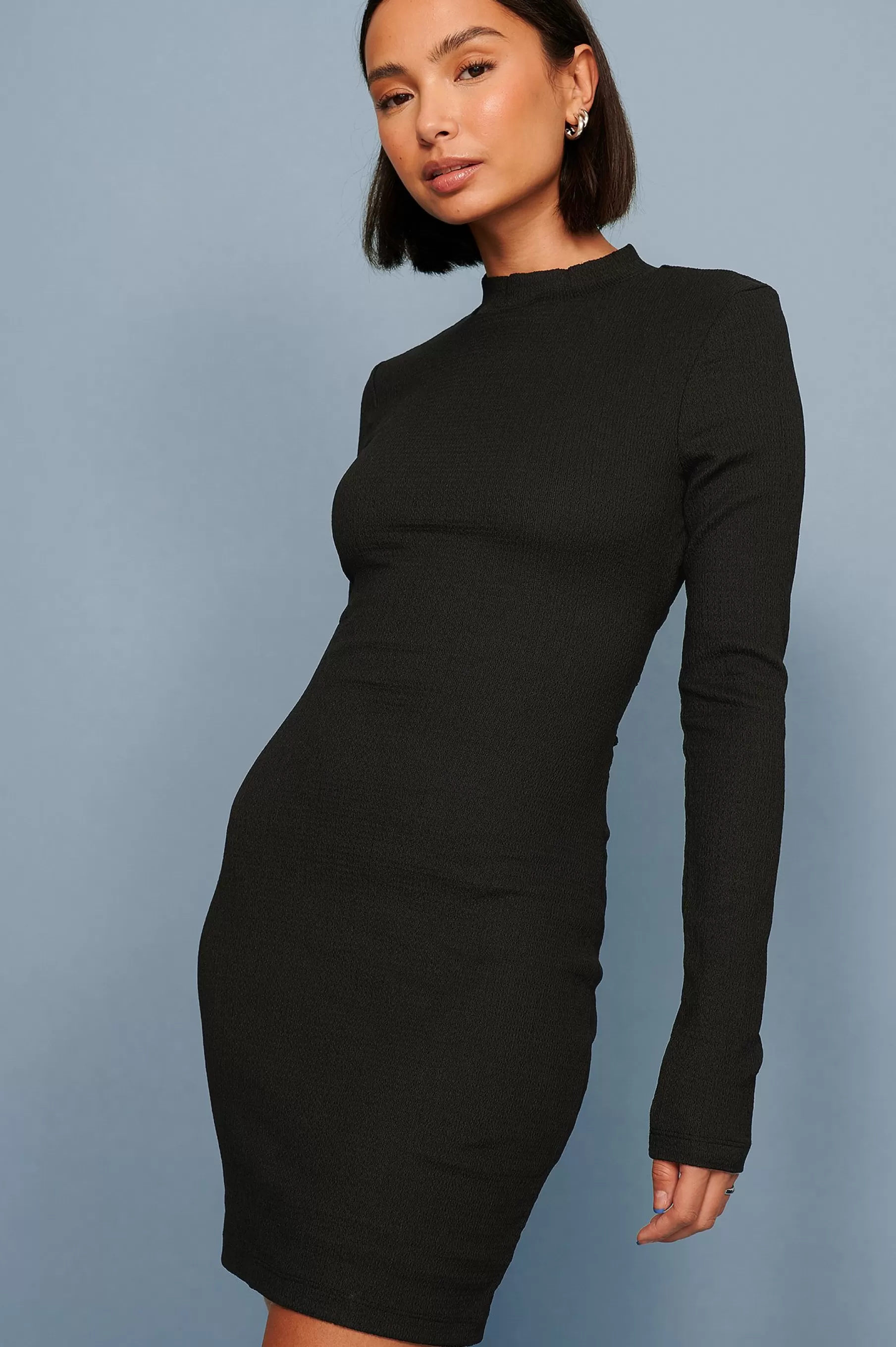 NA-KD Structured Open Back Detail Dress Black