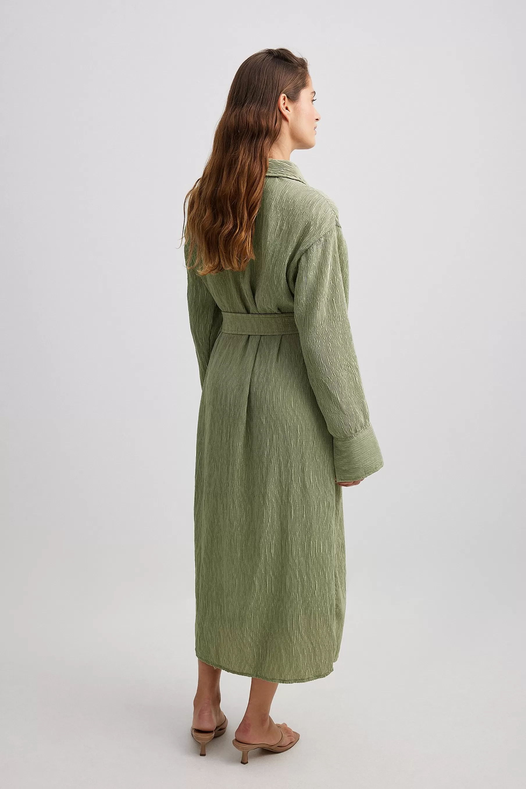 NA-KD Structured Shirt Dress Green