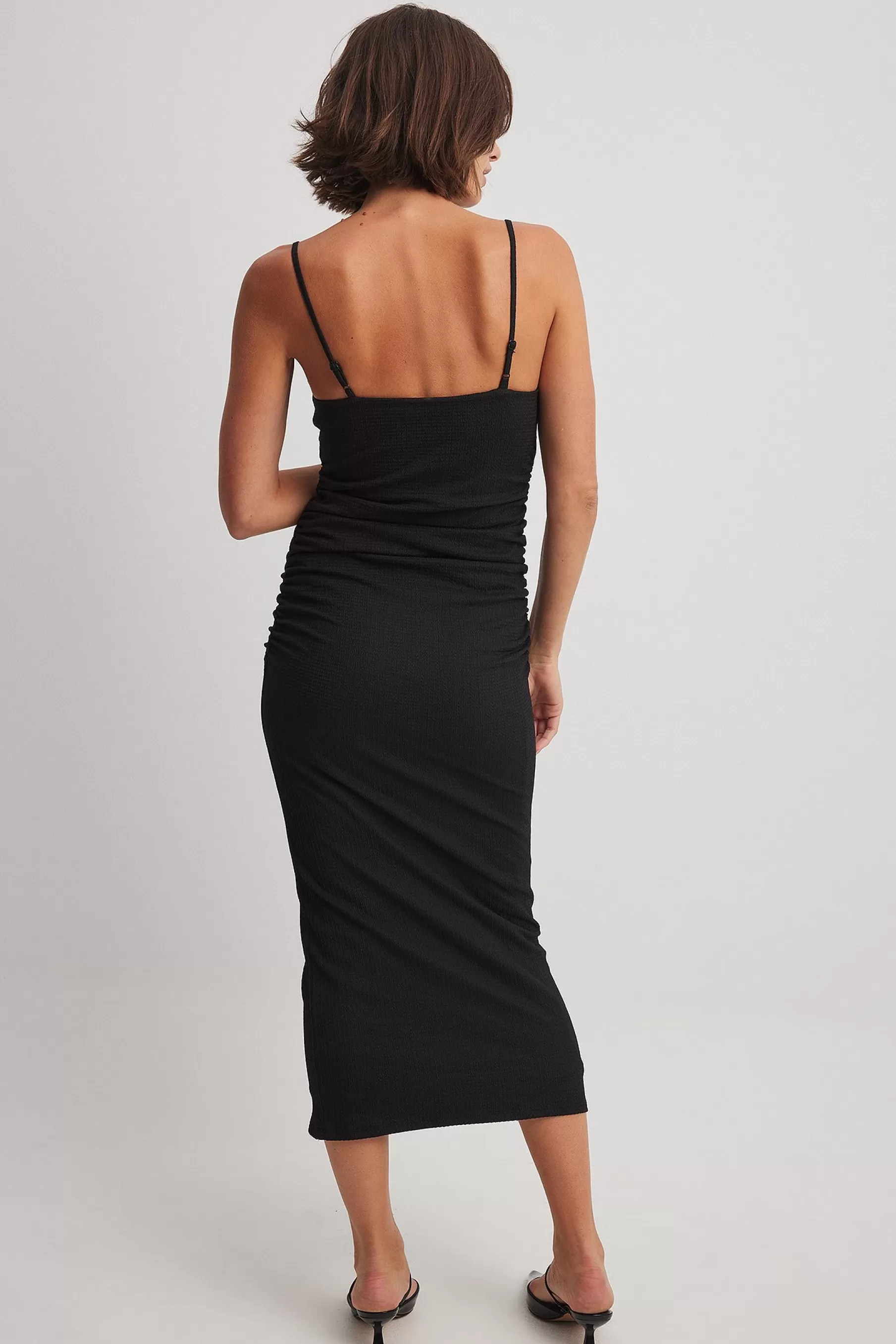 NA-KD Structured Side Rouched Dress Black