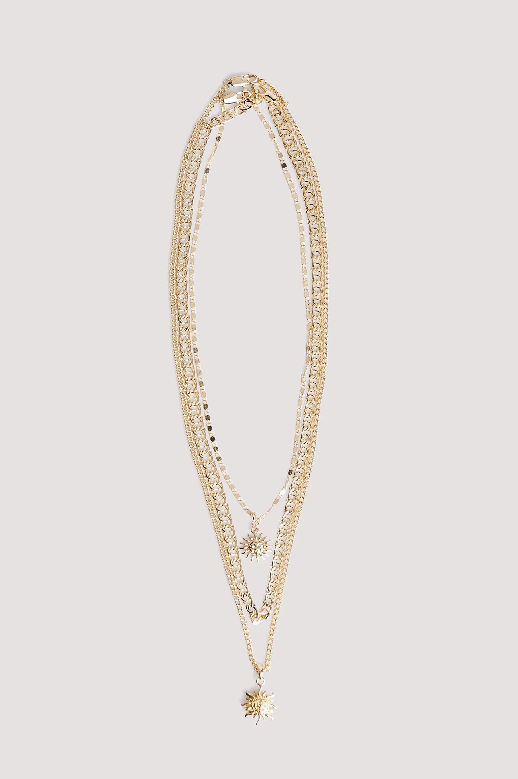 NA-KD Sun Detailed Multilayer Necklace Gold