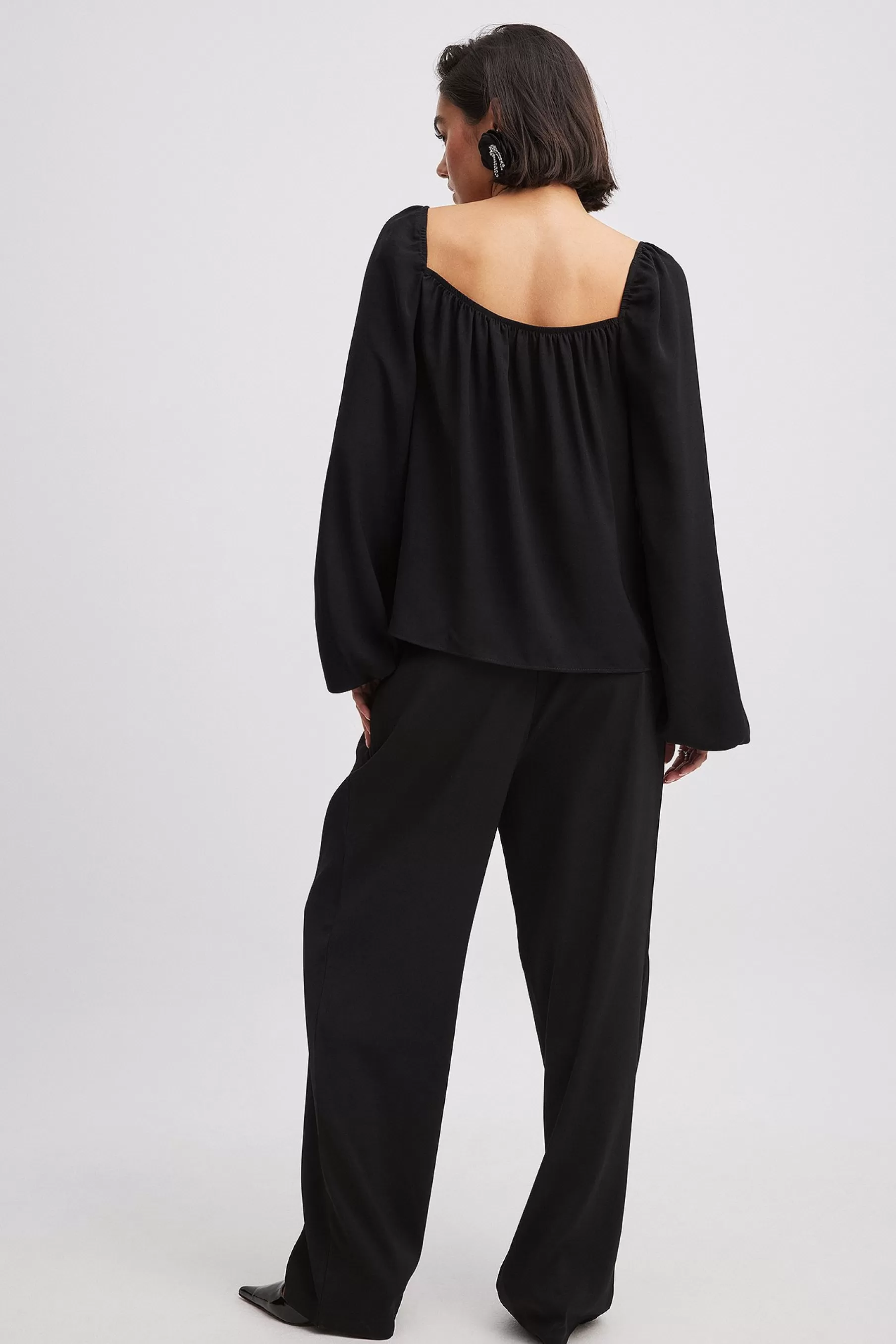 NA-KD Sweetheart Neckline Blouse Black