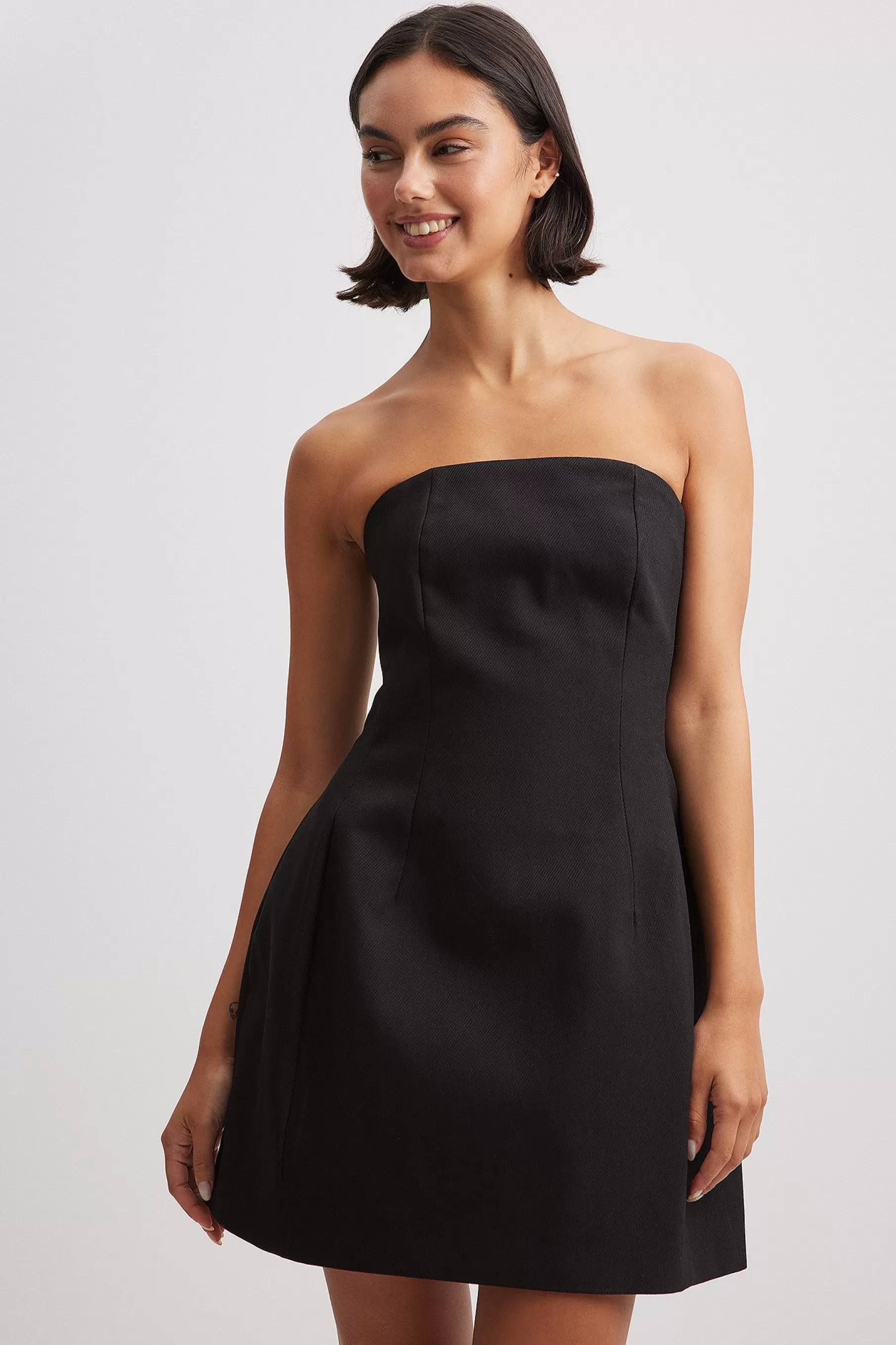 NA-KD Tailored Bandeau Mini Dress Black