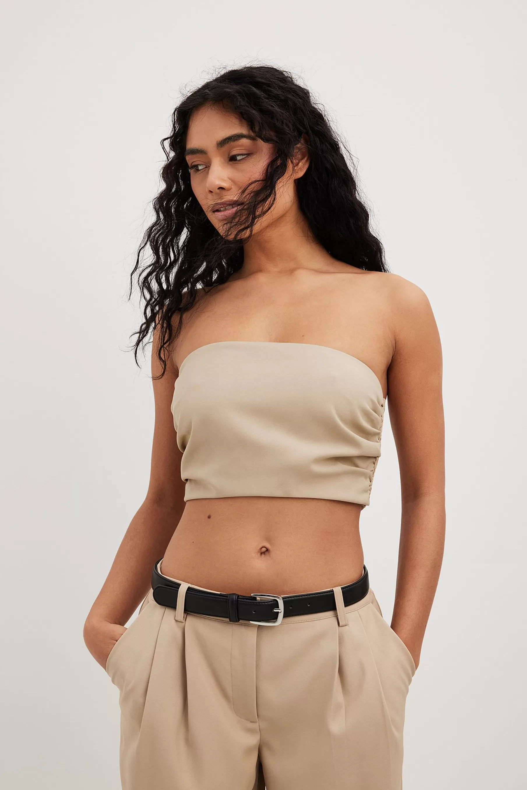 NA-KD Tailored Tube Top Beige