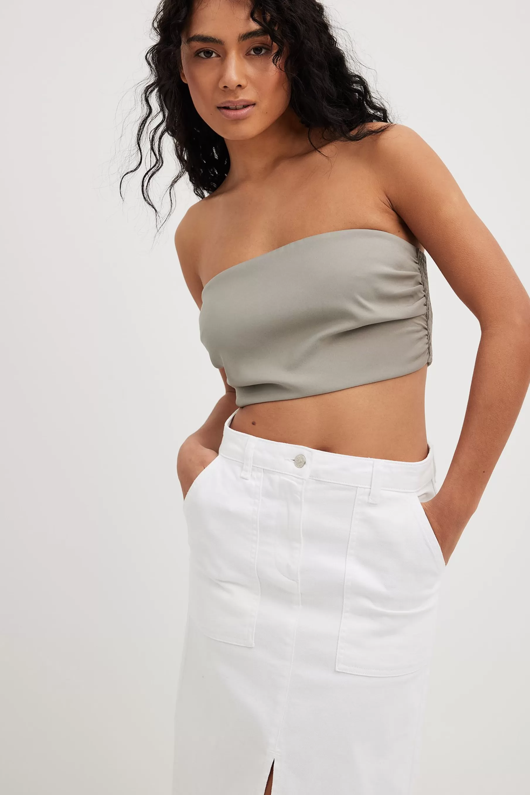 NA-KD Tailored Tube Top Grey