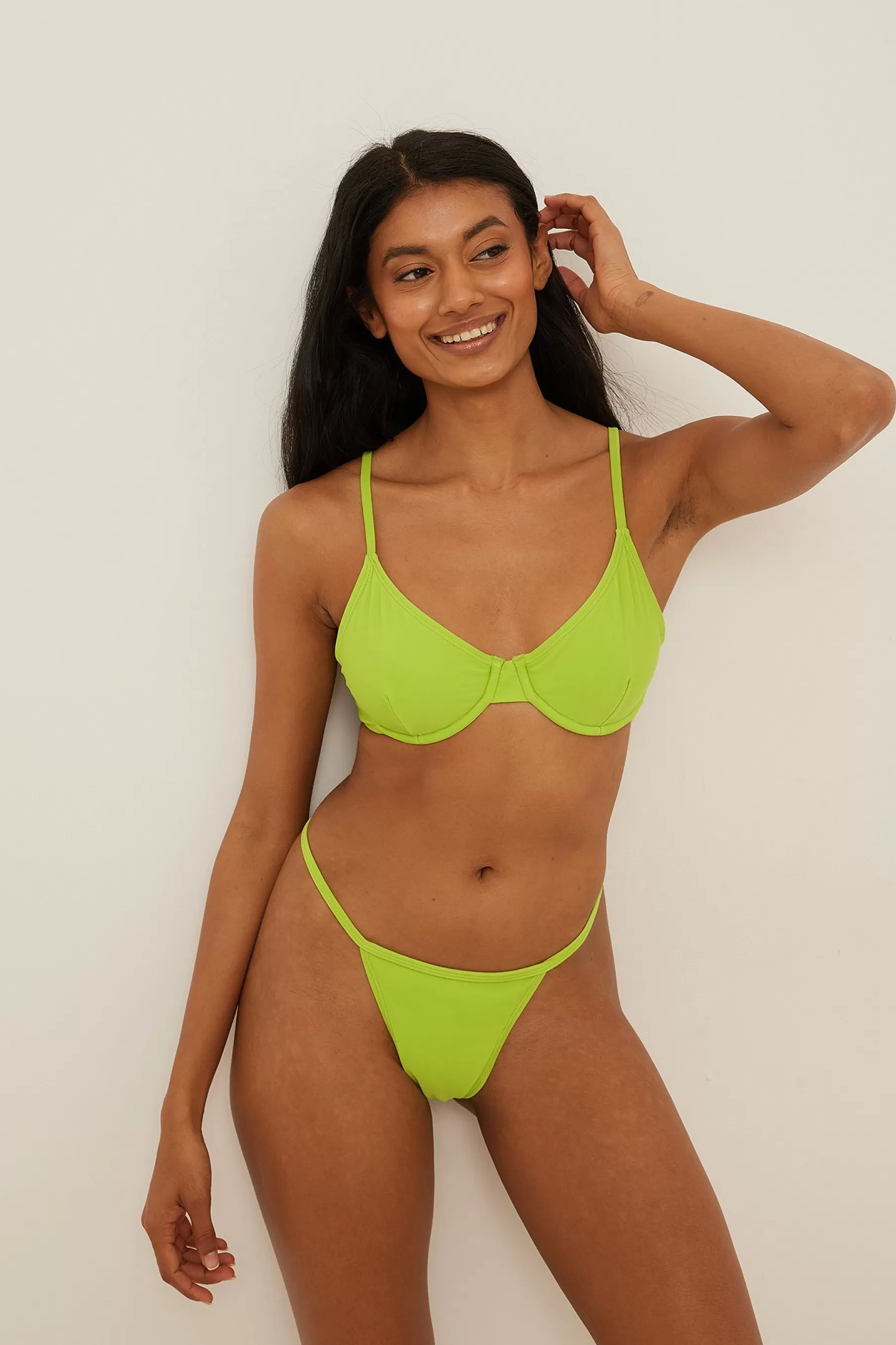 NA-KD Thin Strap Bikini String Green