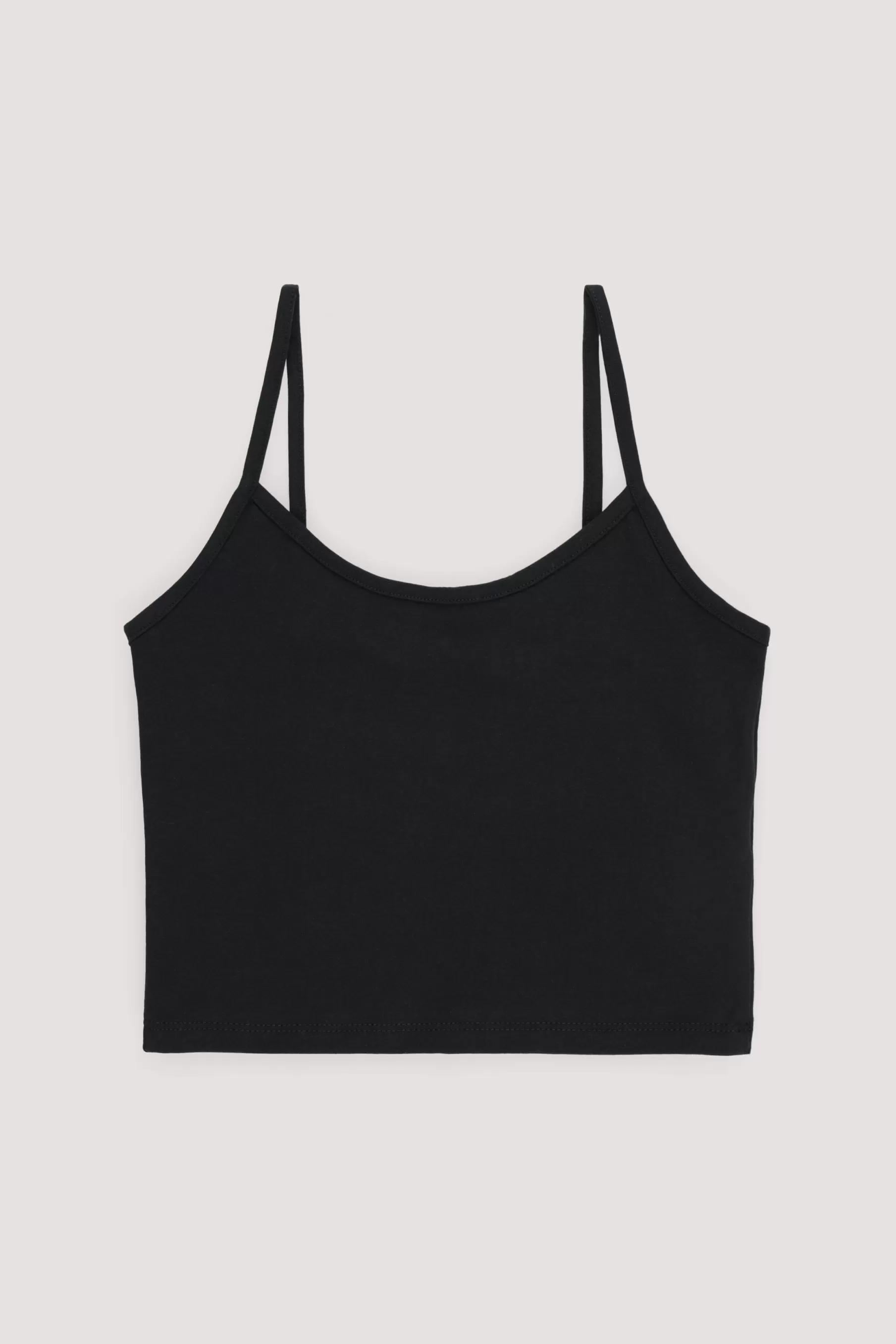 NA-KD Thin Strap Cropped Basic Singlet Black