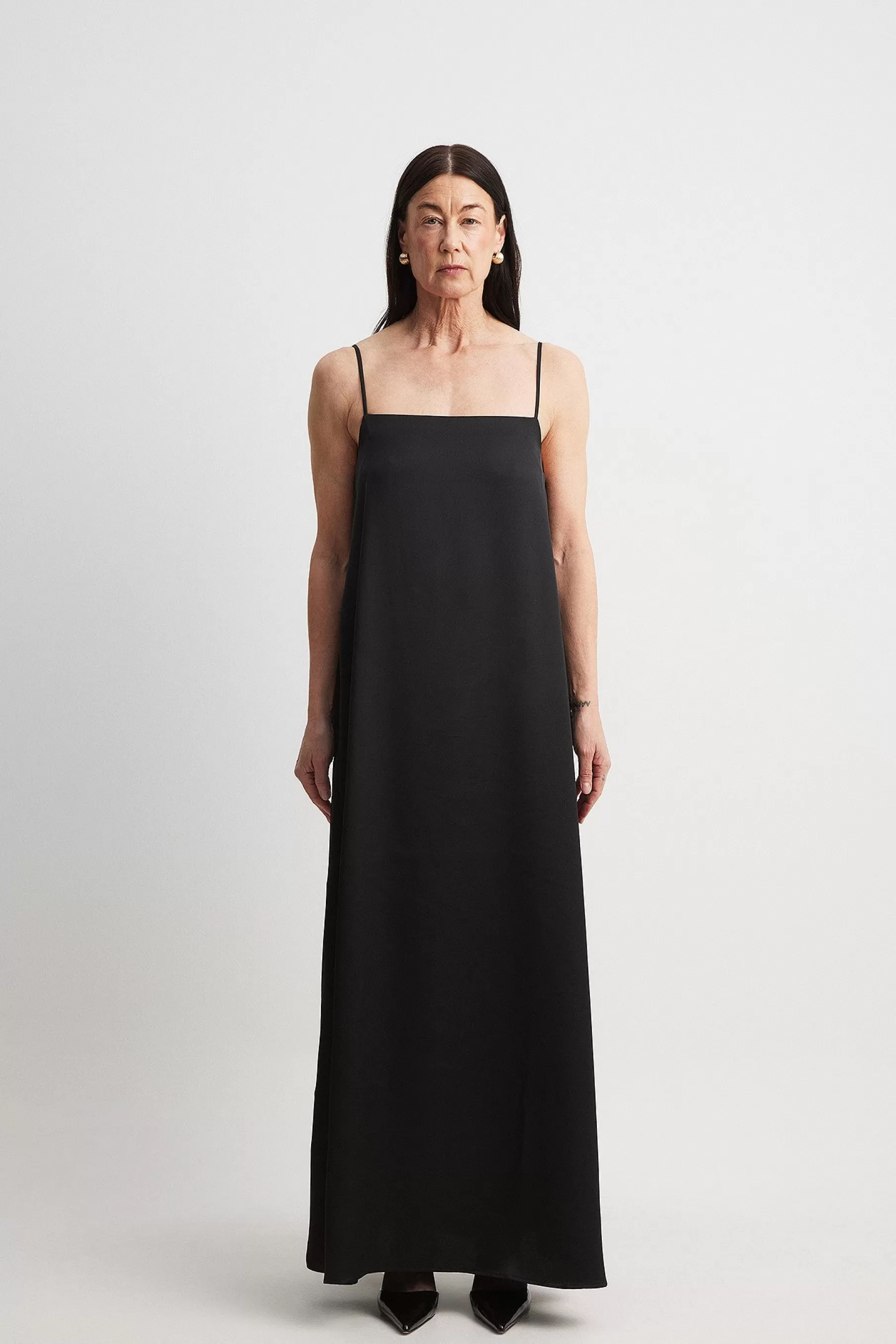 NA-KD Thin Strap Maxi Dress Black