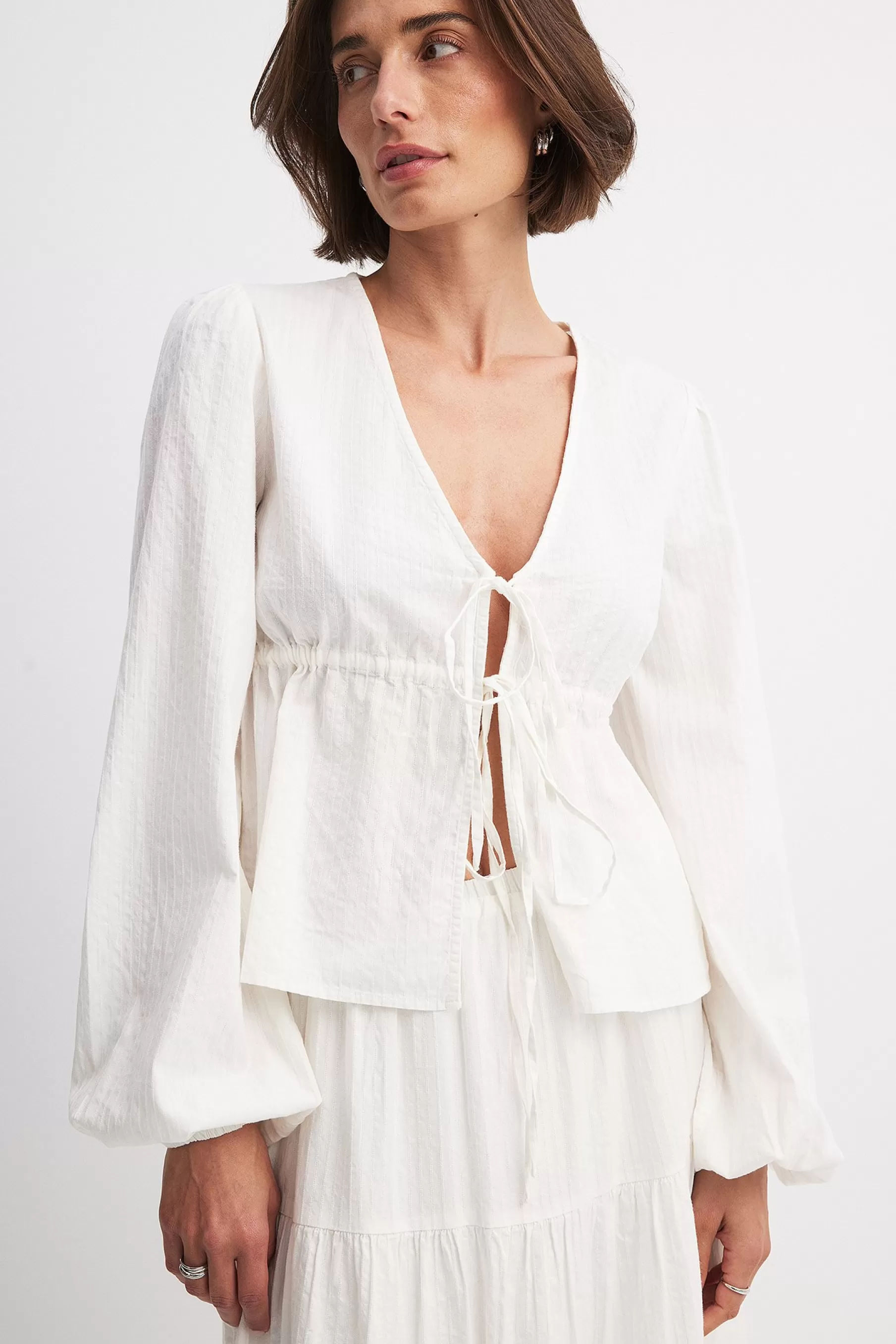 NA-KD Tie Detail Blouse White