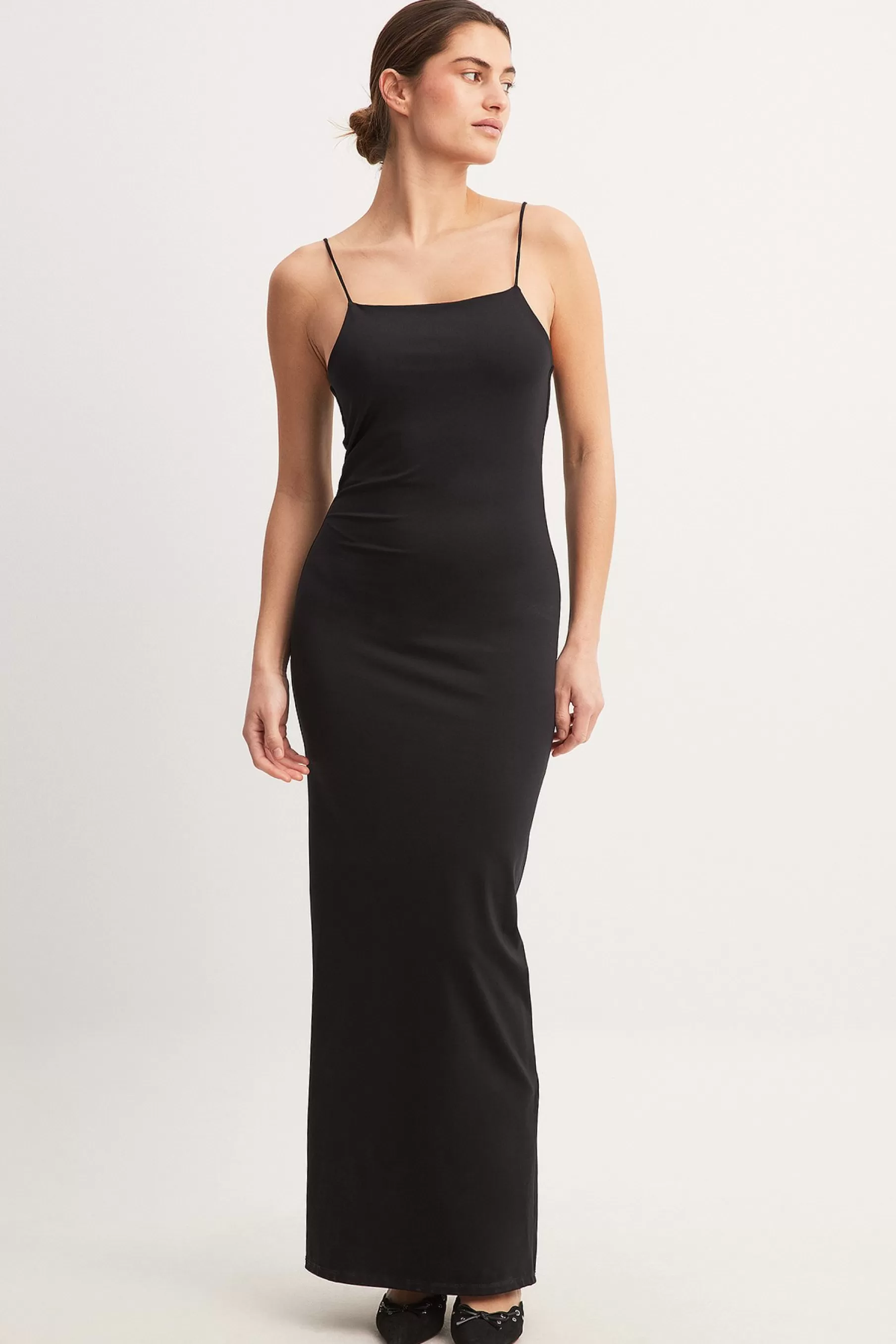 NA-KD Tie Strap Detail Maxi Dress Black