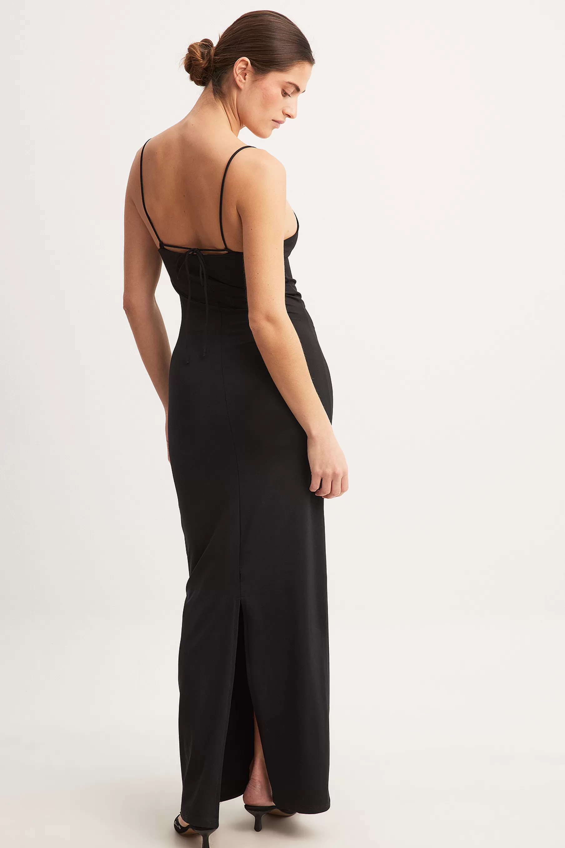 NA-KD Tie Strap Detail Maxi Dress Black