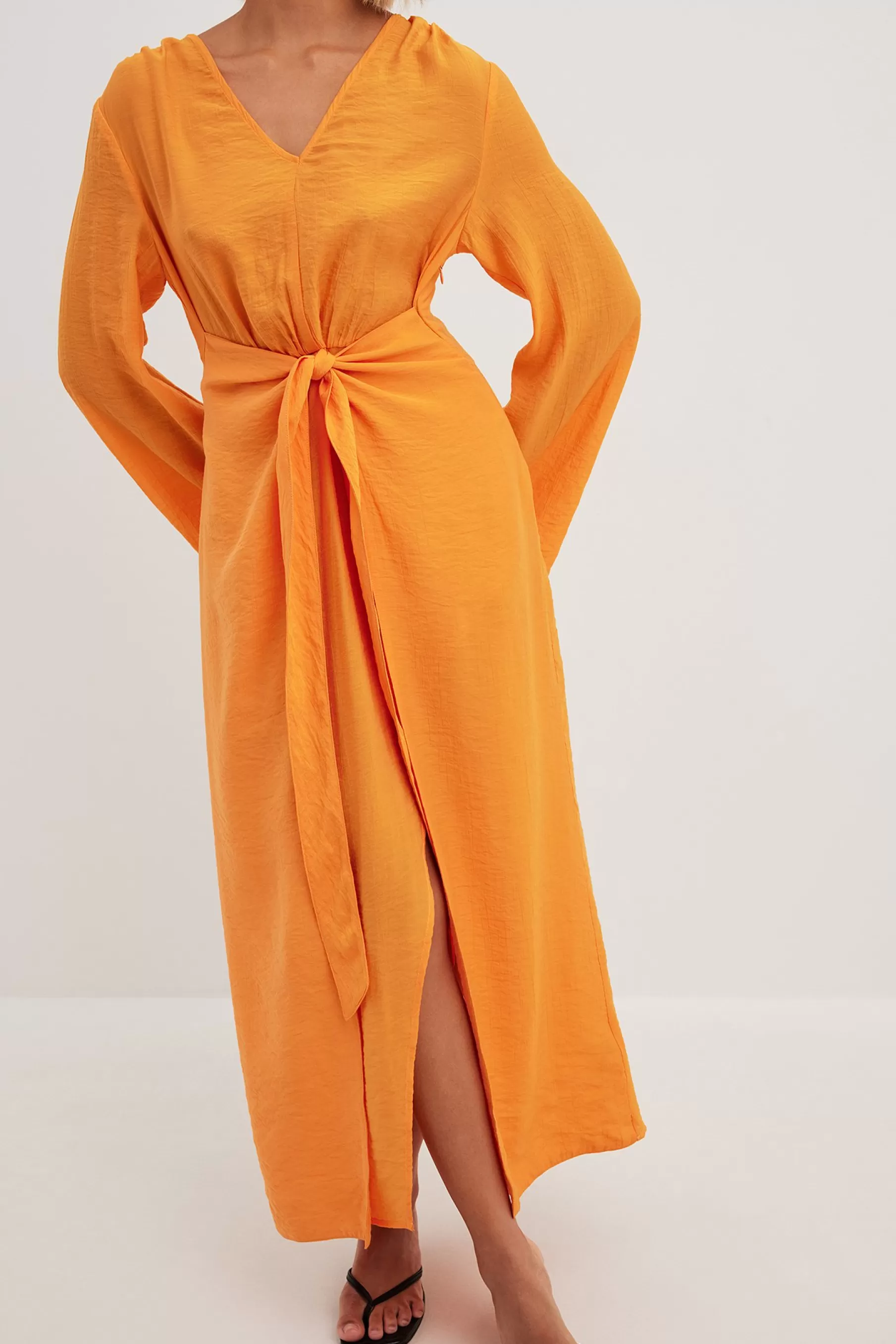 NA-KD Tie Waist Maxi Dress Orange