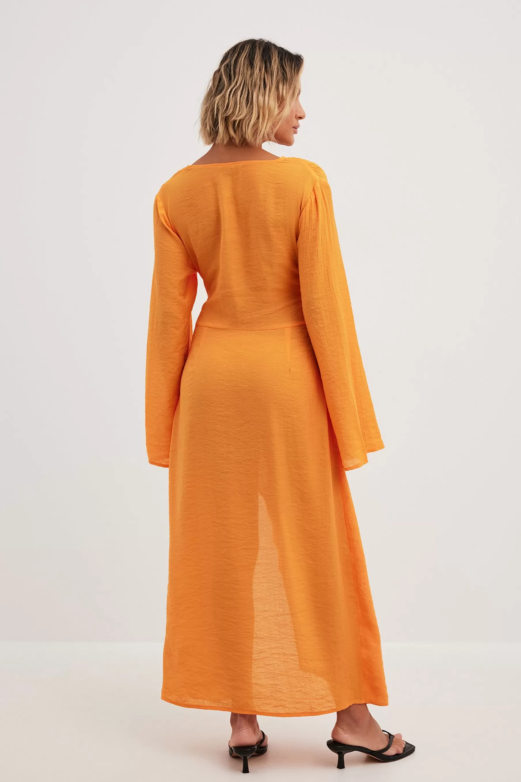 NA-KD Tie Waist Maxi Dress Orange