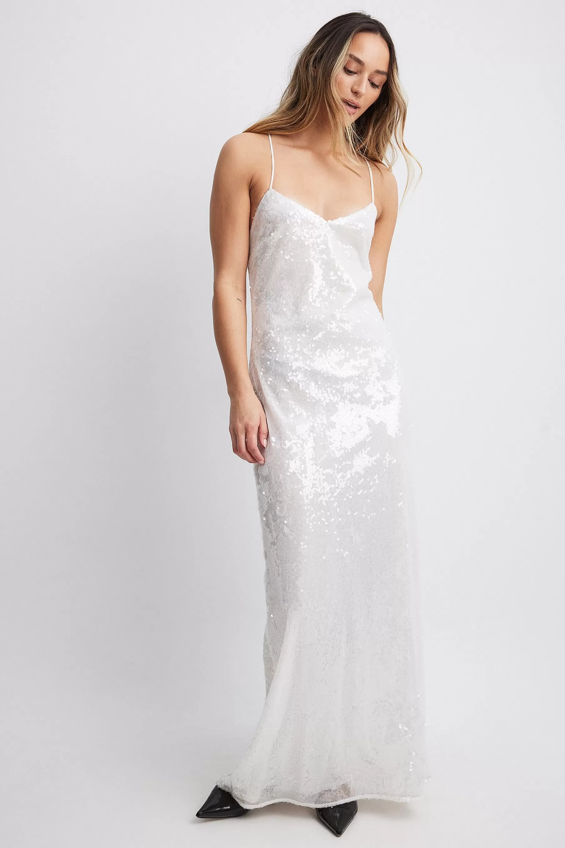 NA-KD Transparent Sequins Dress White