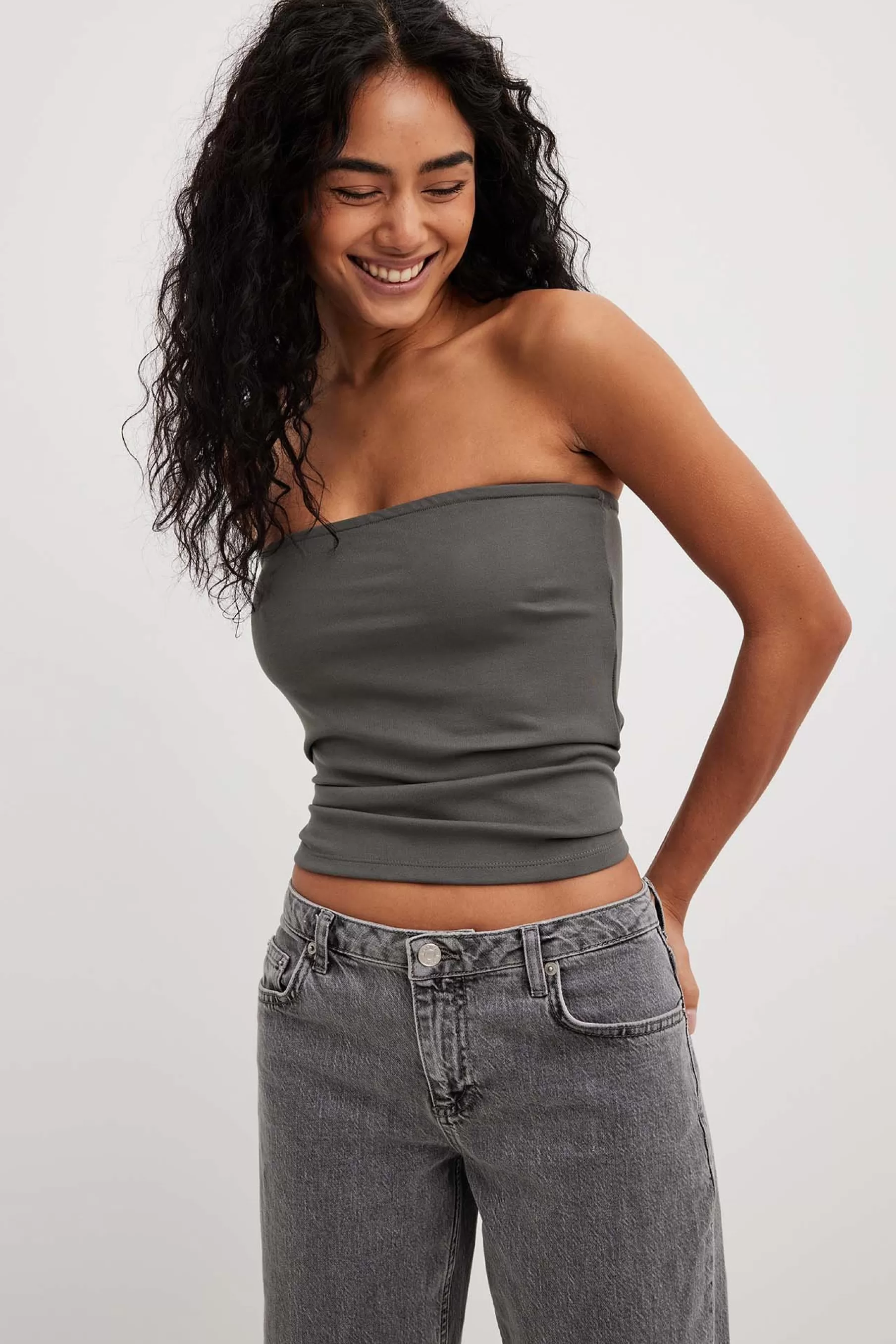 NA-KD Tube Top Grey