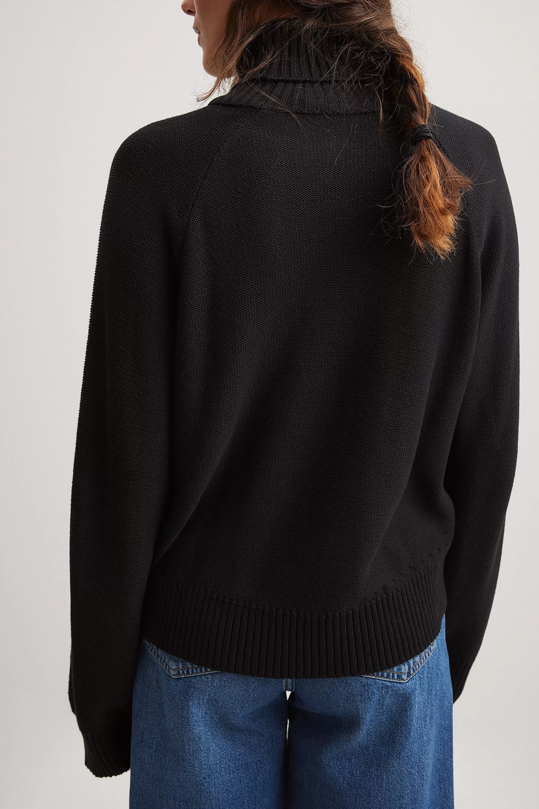 NA-KD Turtle Neck Knitted Cable Sweater Black