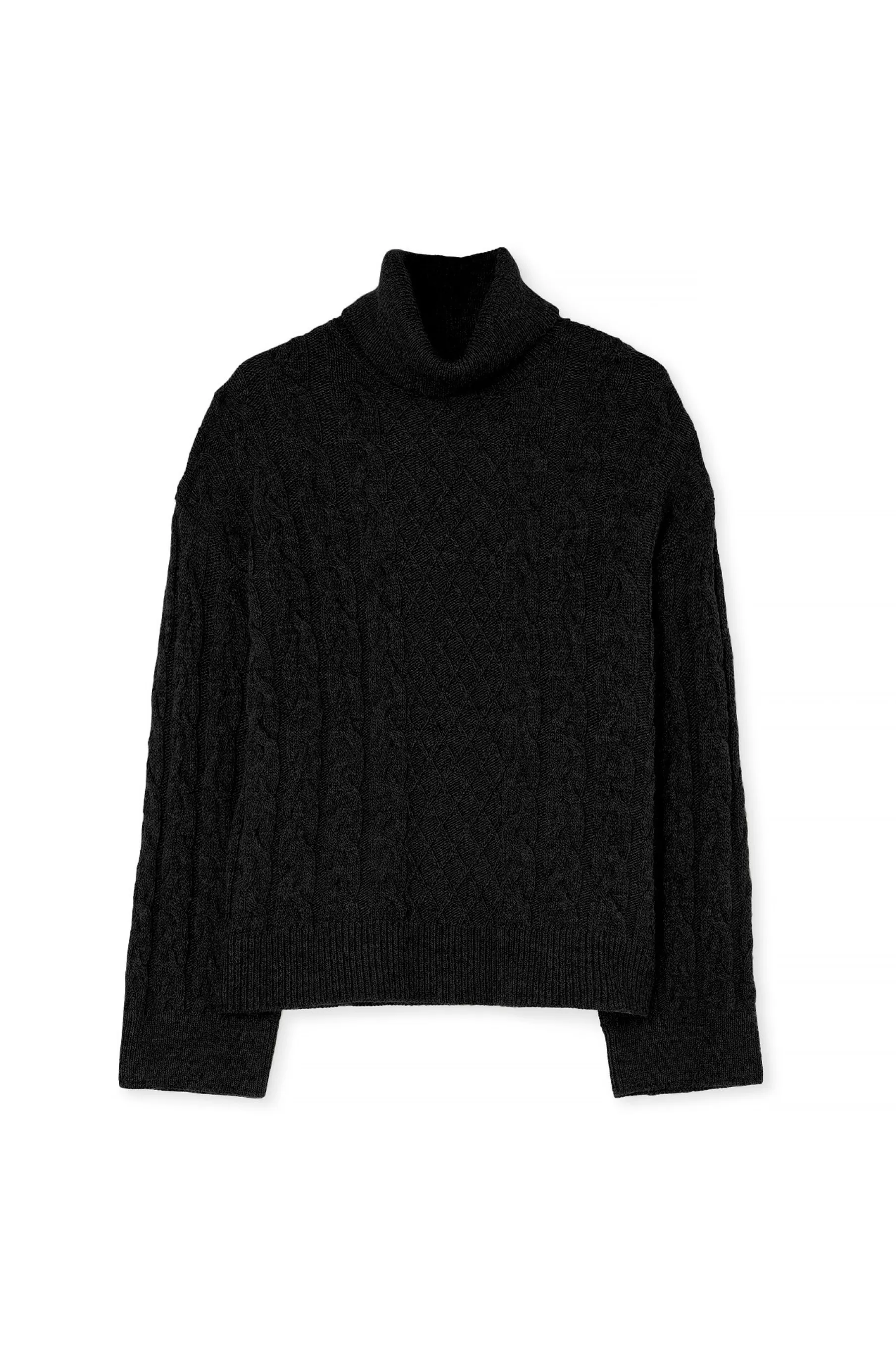 NA-KD Turtle Neck Knitted Cable Sweater Black