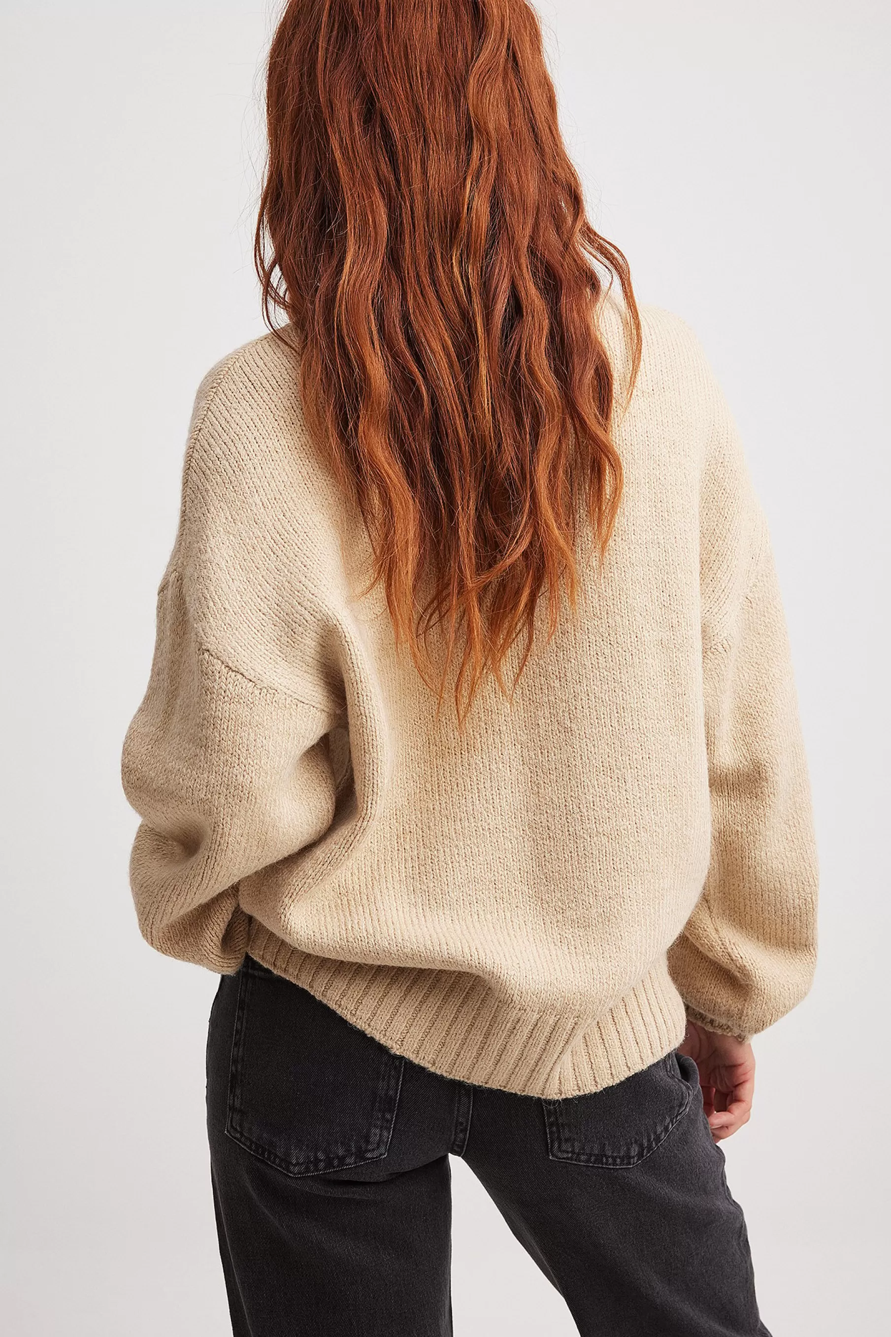 NA-KD Turtle Neck Knitted Sweater Beige