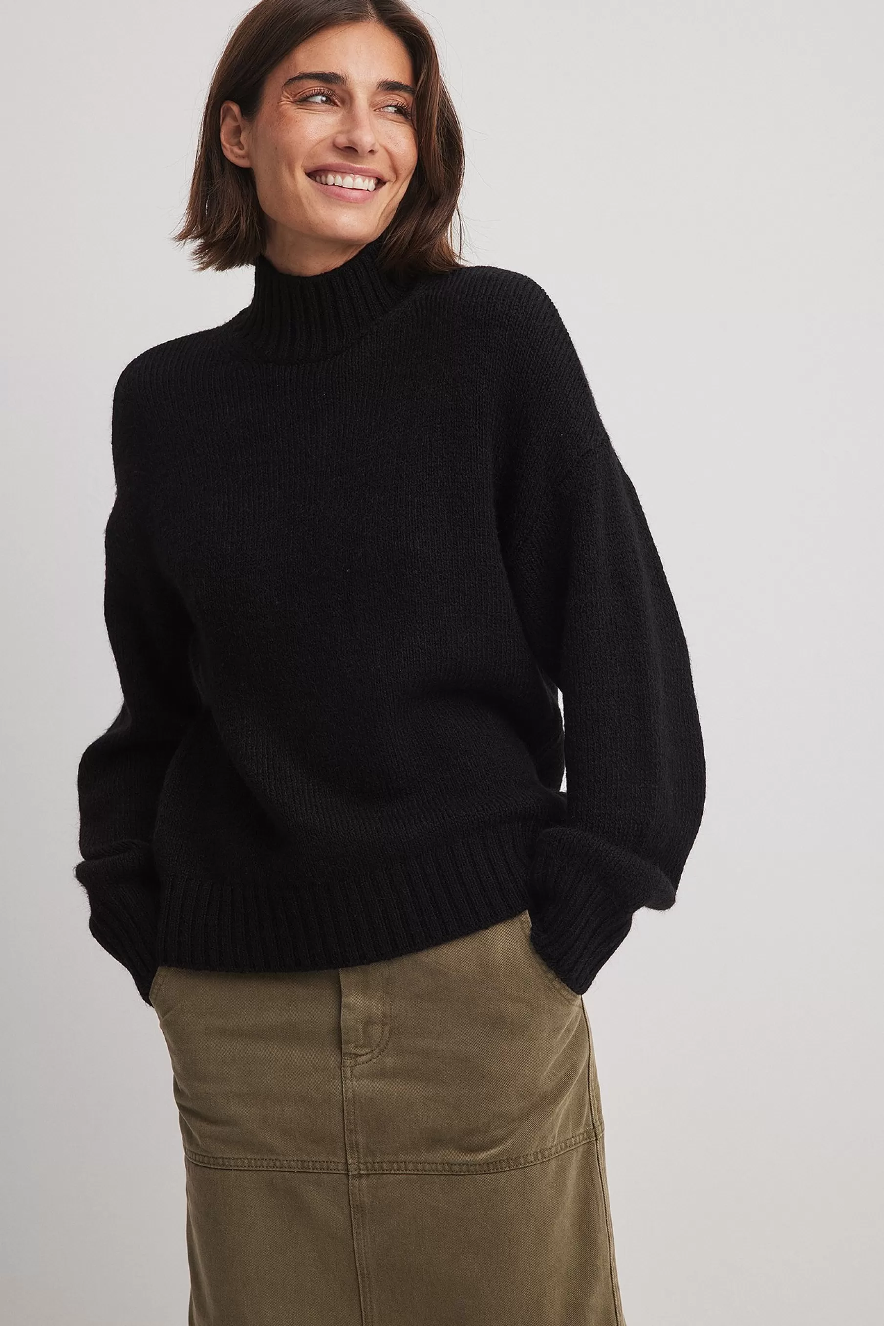 NA-KD Turtle Neck Knitted Sweater Black