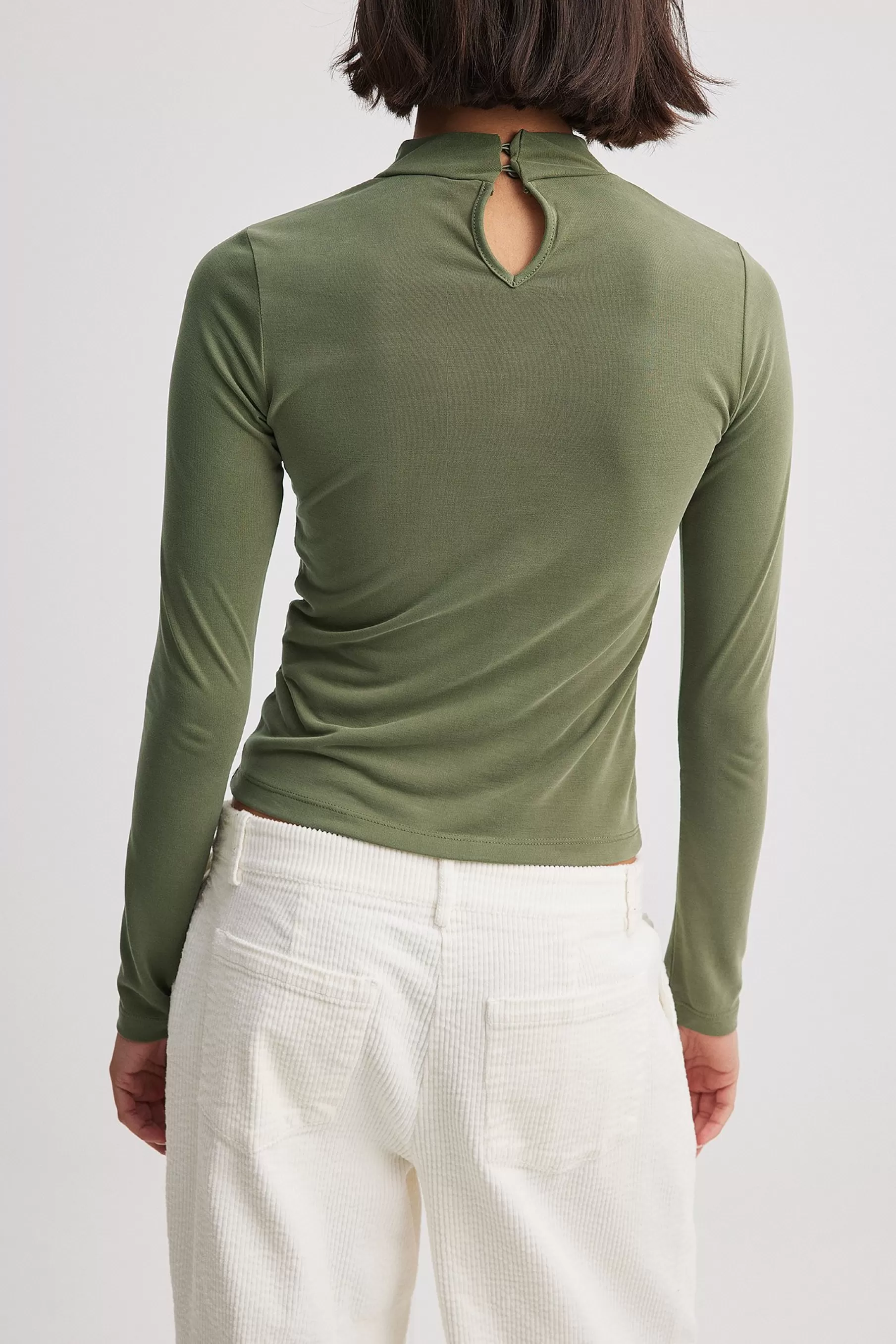 NA-KD Turtleneck Jersey Top Green