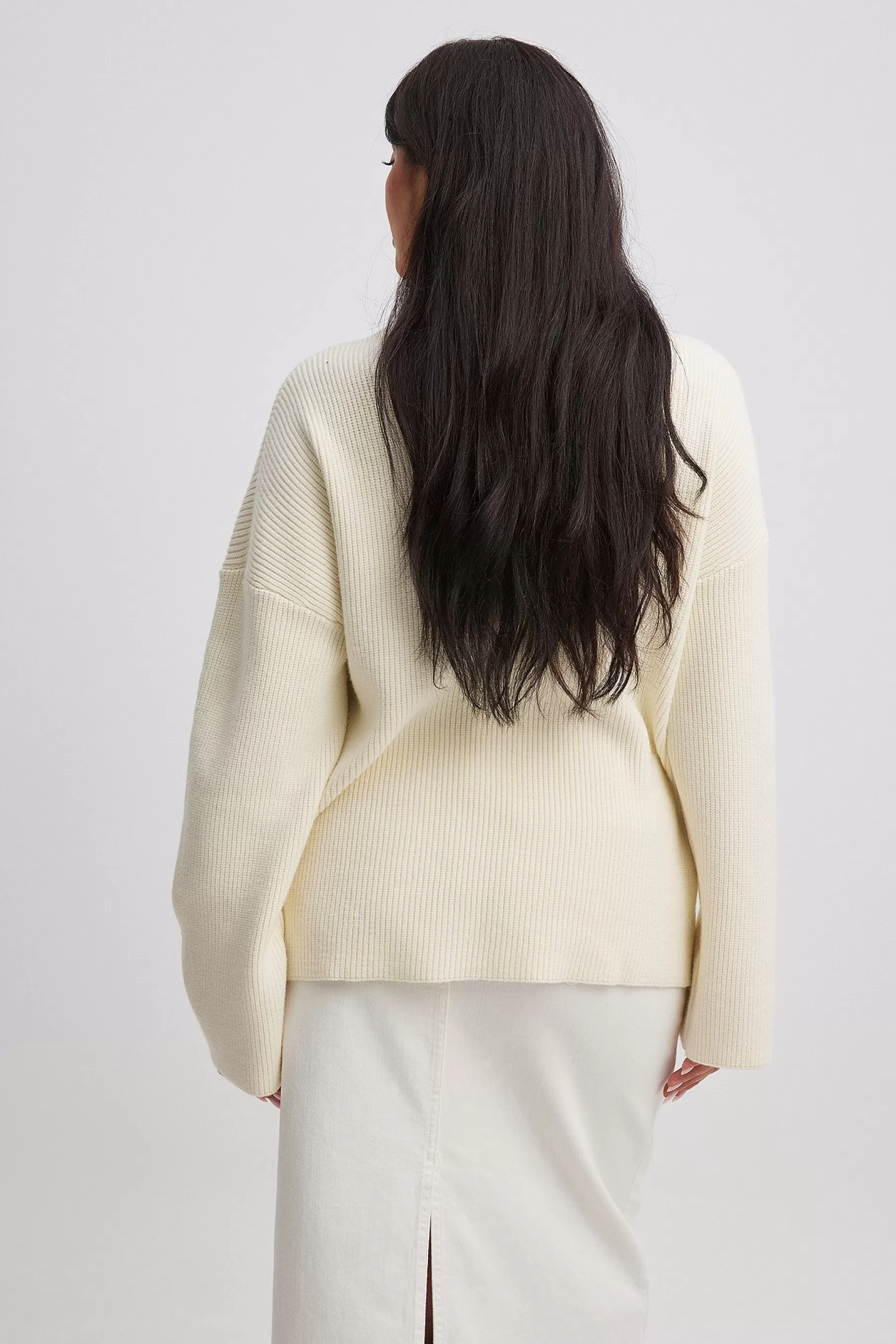 NA-KD Turtleneck Knitted Sweater Offwhite