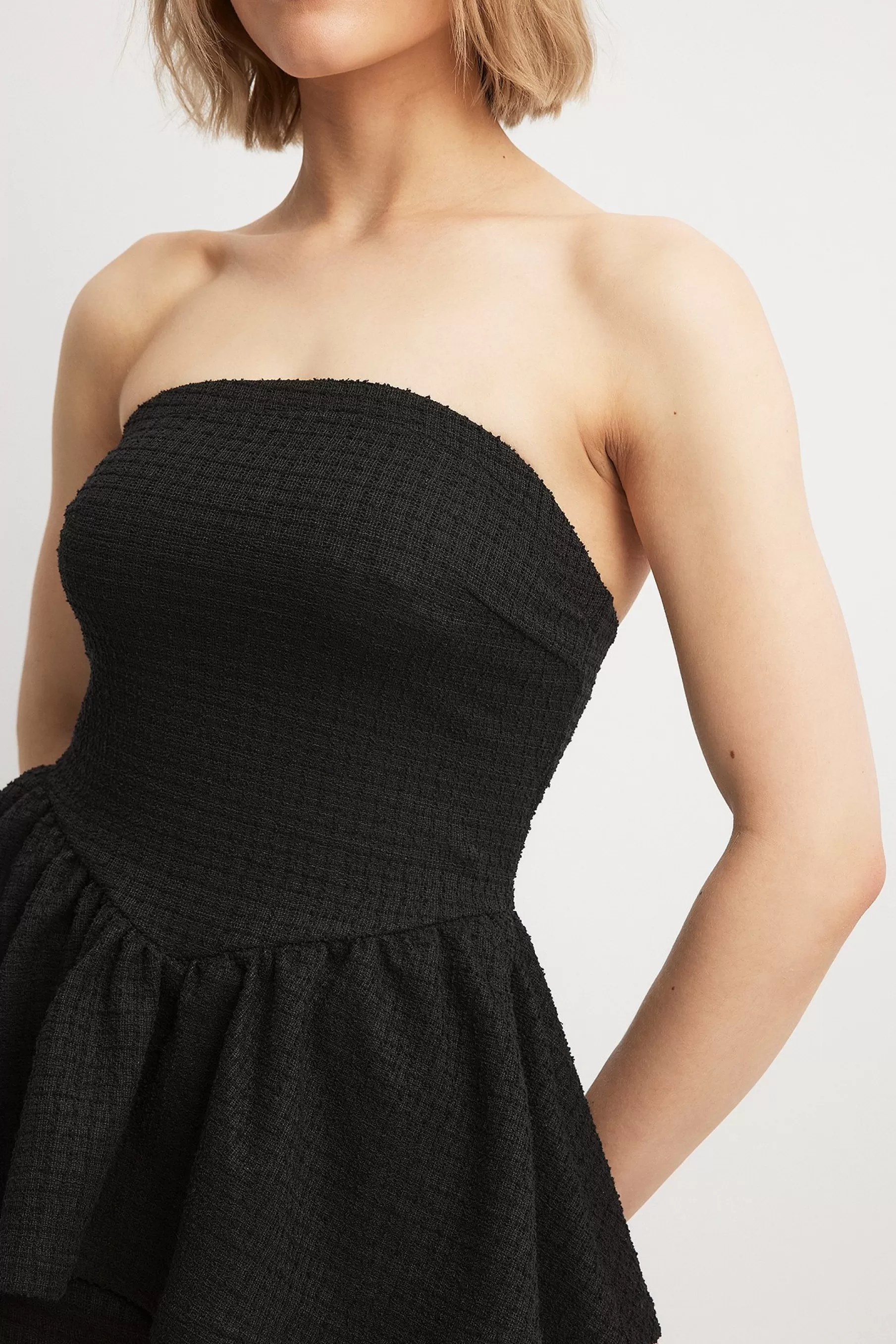 NA-KD Tweed Tube Top Black