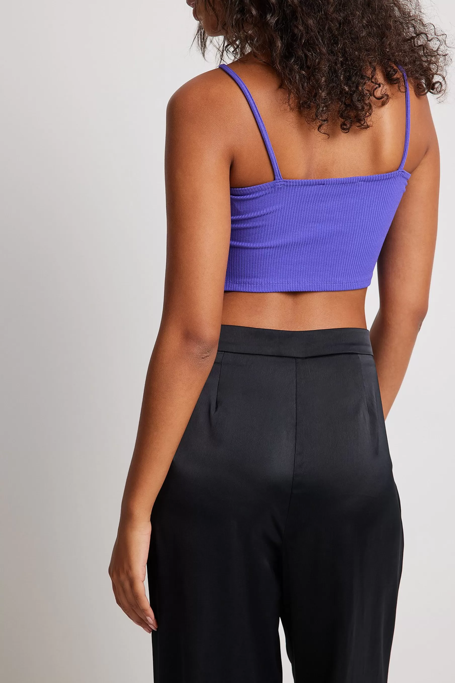 NA-KD Twist Strap Detail Rib Singlet Purple