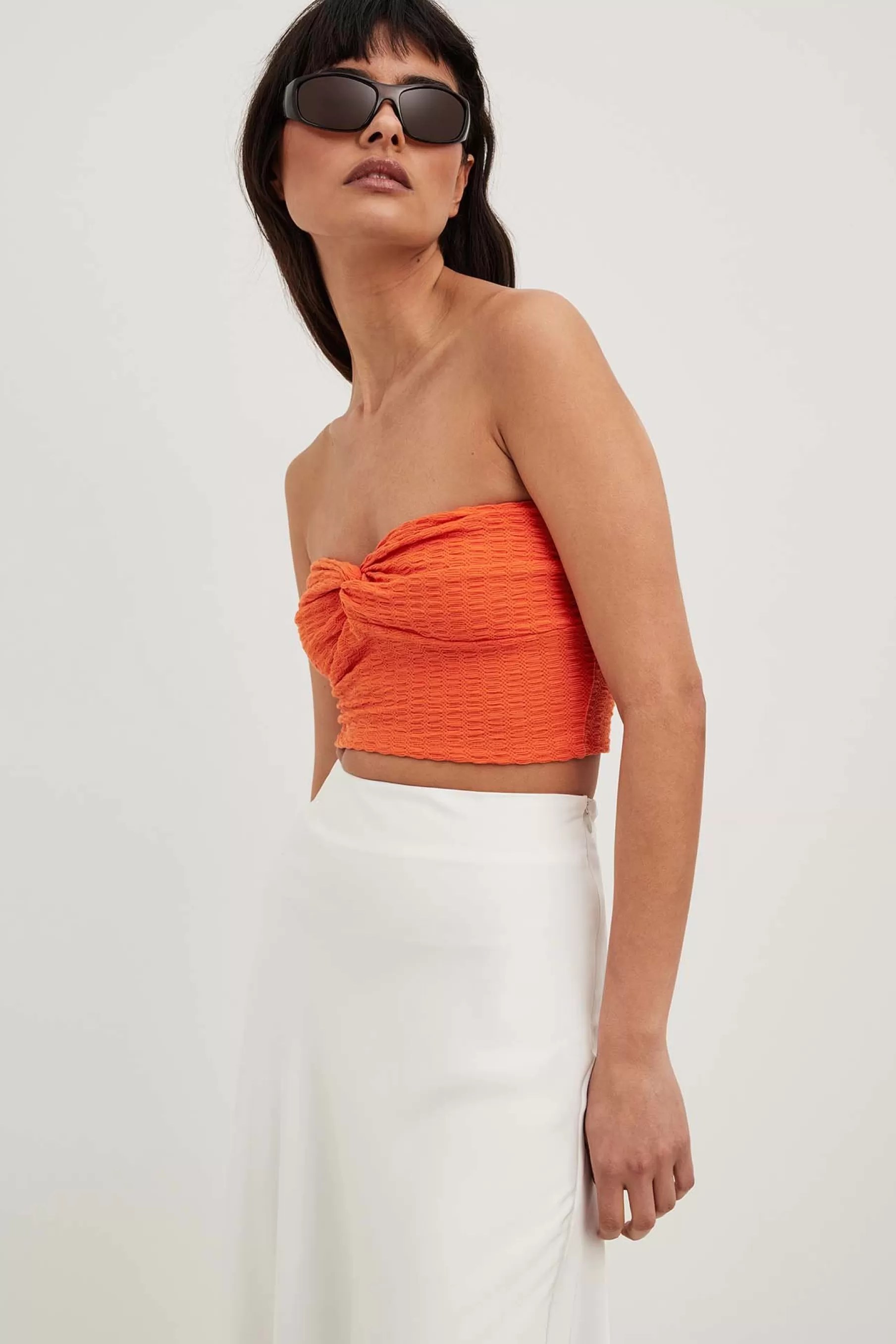 NA-KD Twist Structure Tube Top Orange