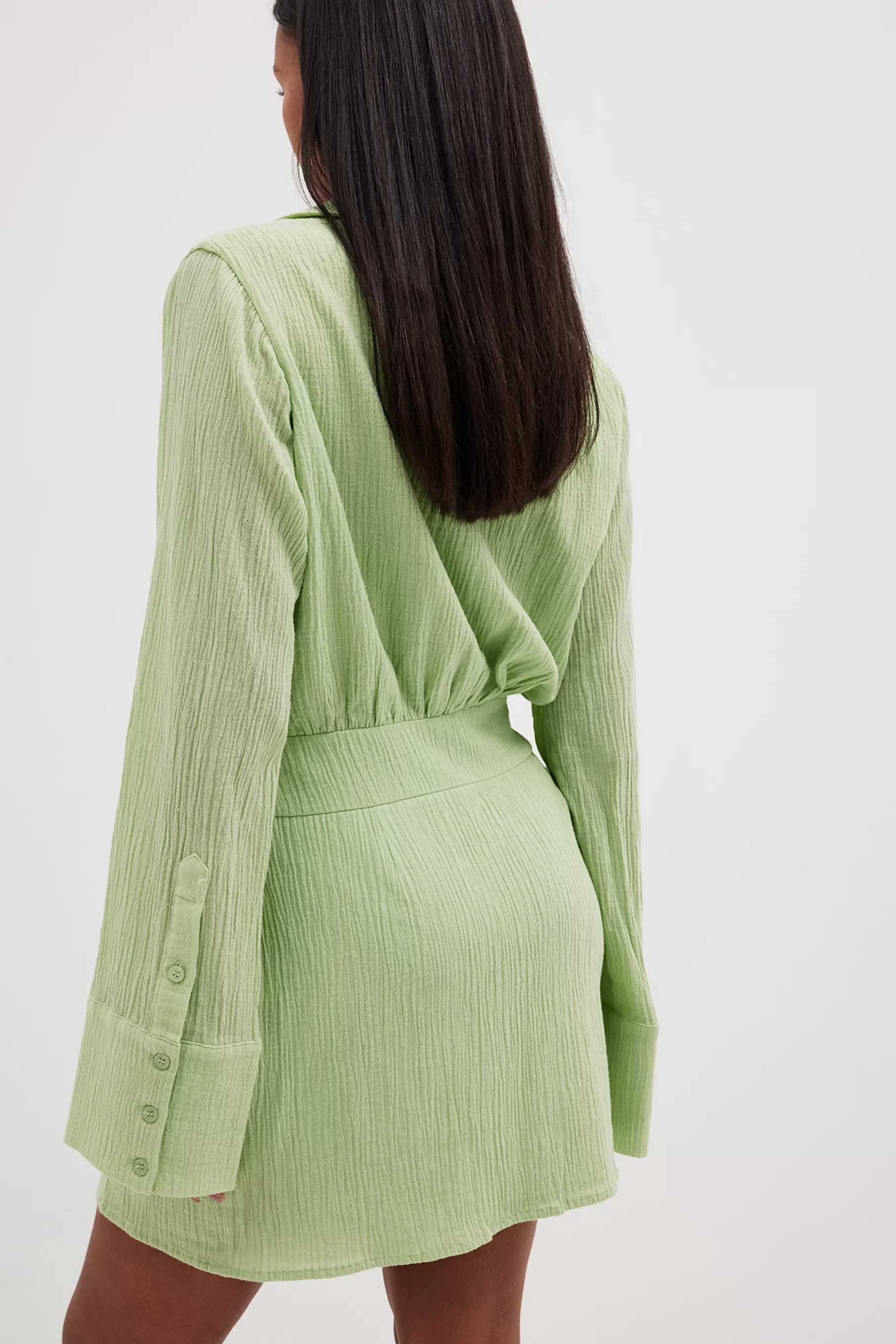 NA-KD Twisted Detail Shirt Dress Green