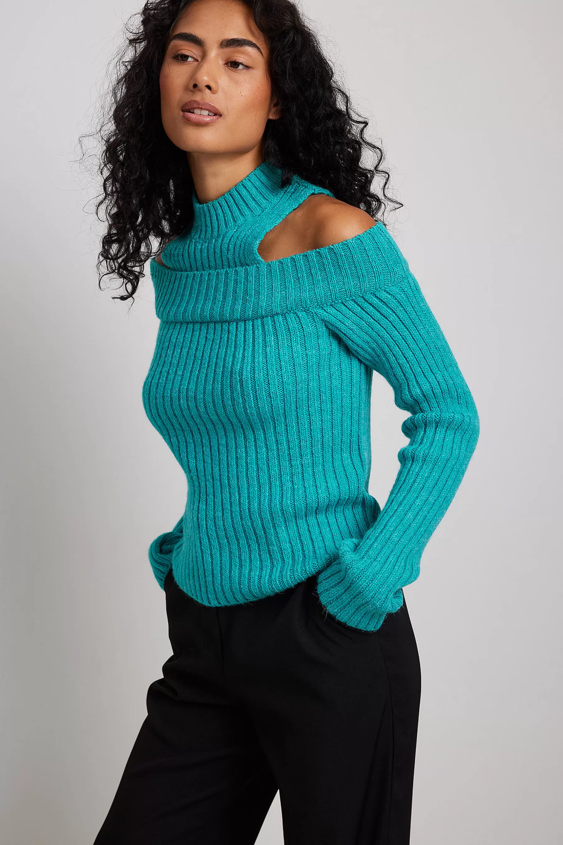 NA-KD Two-In-One Rib Knitted Sweater Blue