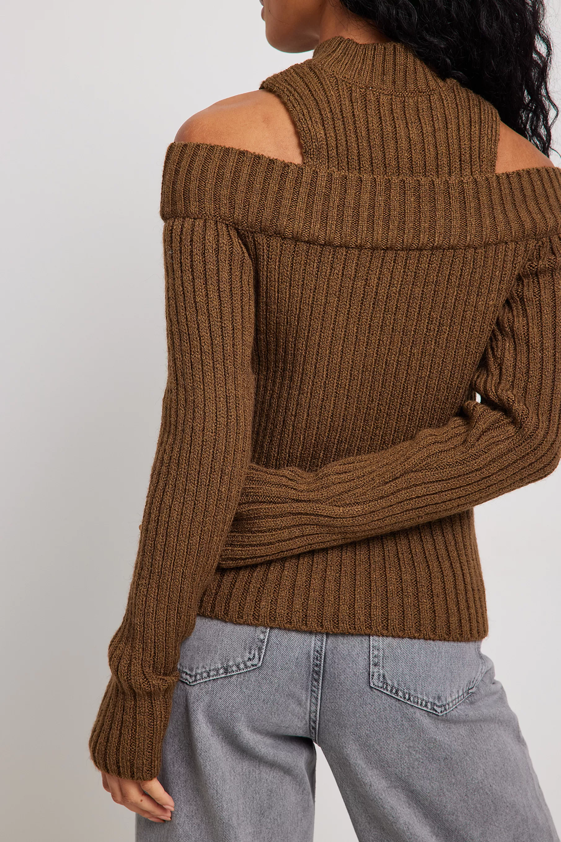 NA-KD Two-In-One Rib Knitted Sweater Brown