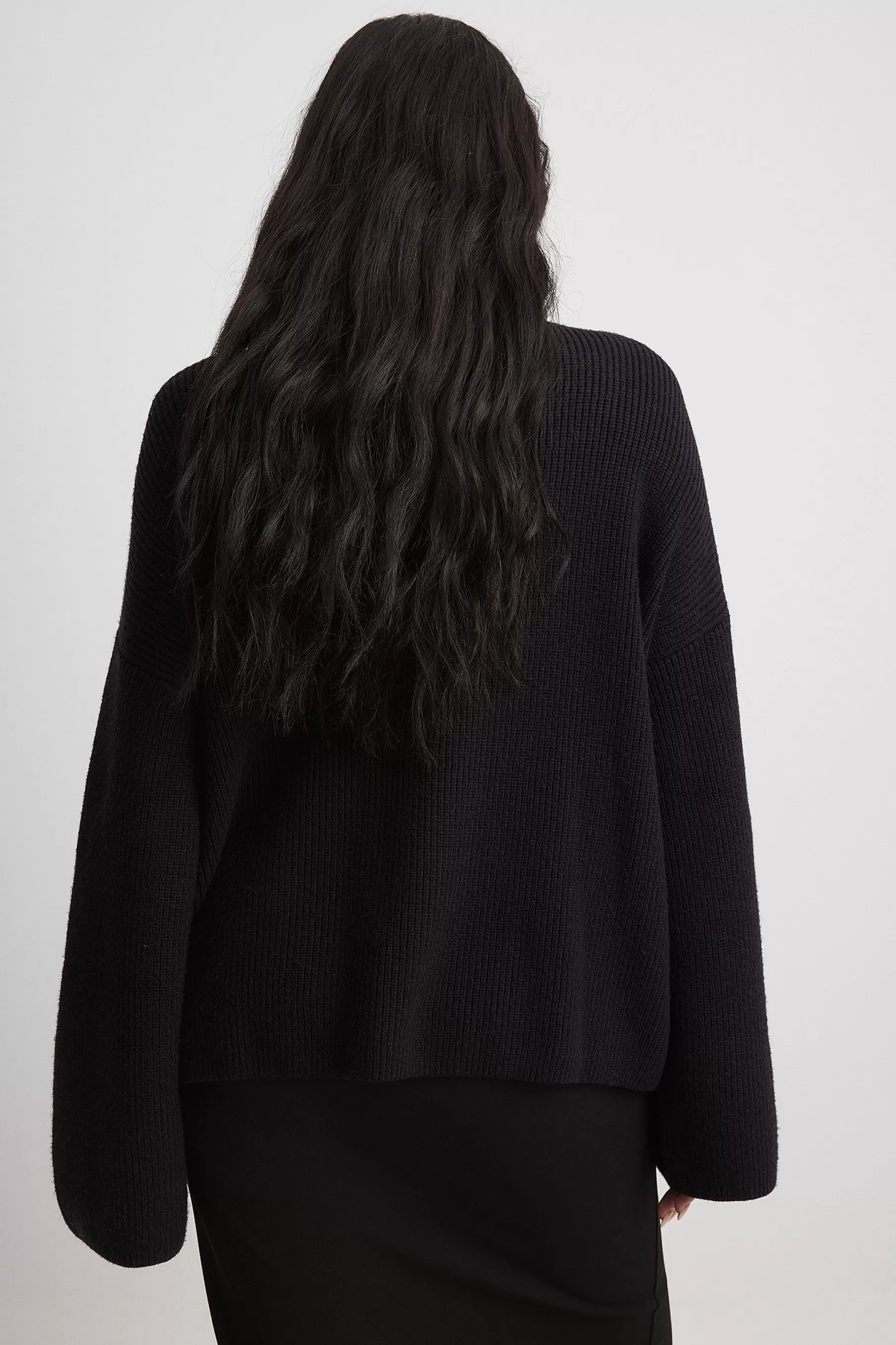 NA-KD V-neck Knitted Sweater Black