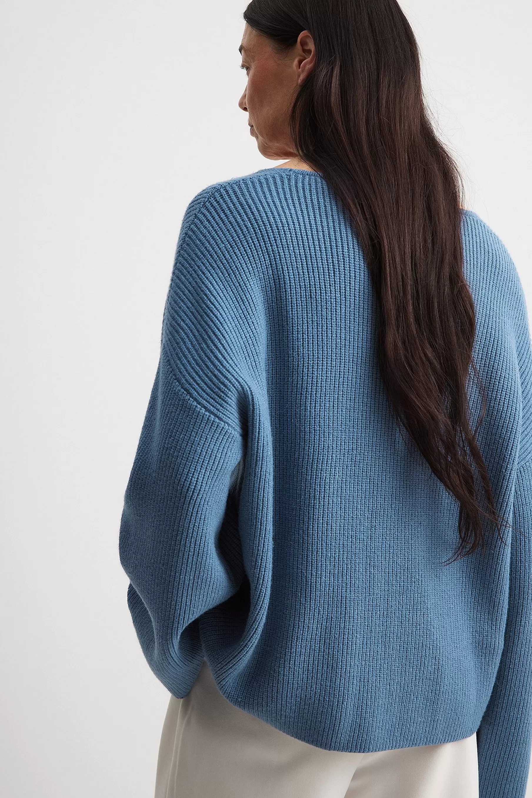 NA-KD V-neck Knitted Sweater Blue