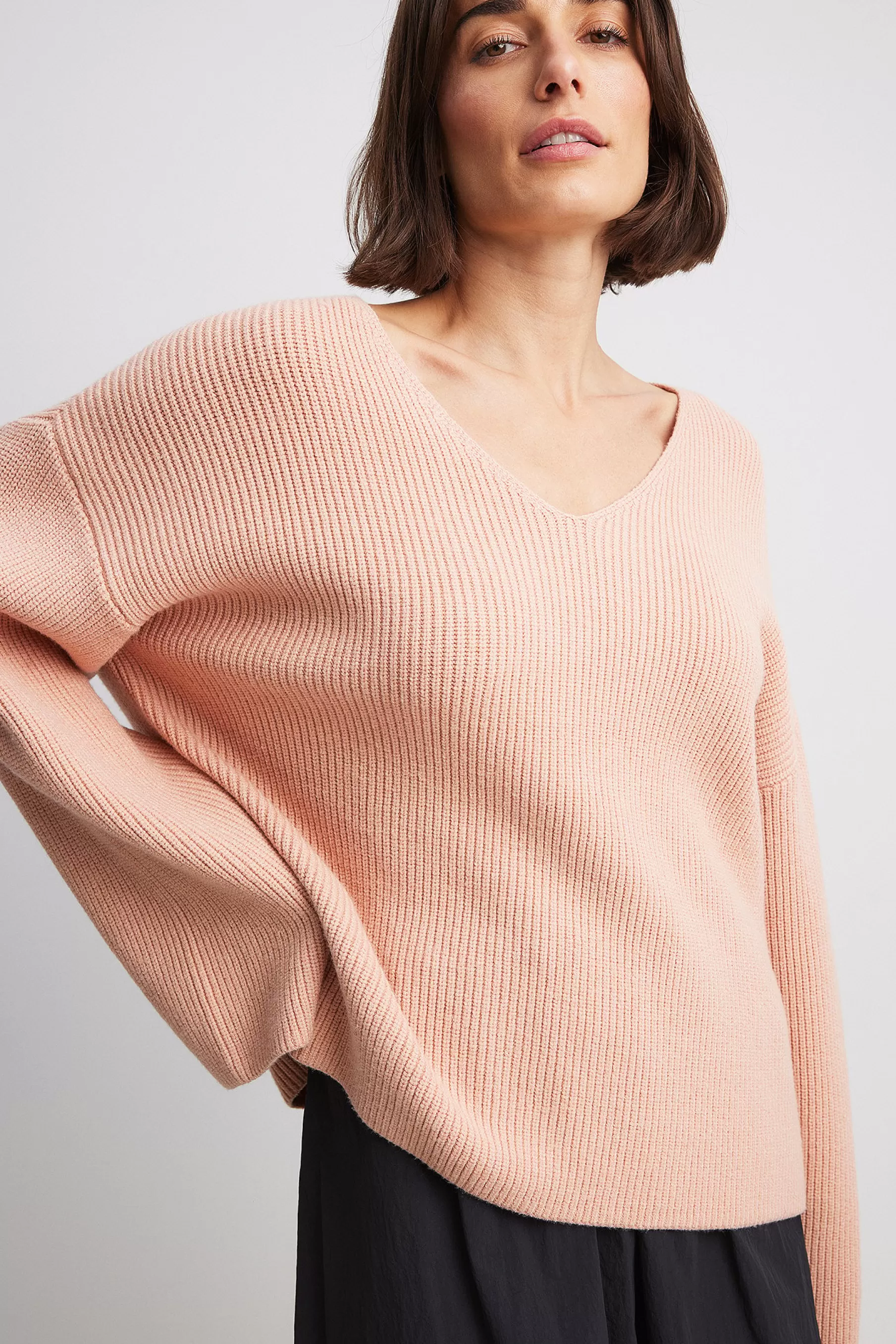 NA-KD V-neck Knitted Sweater Pink