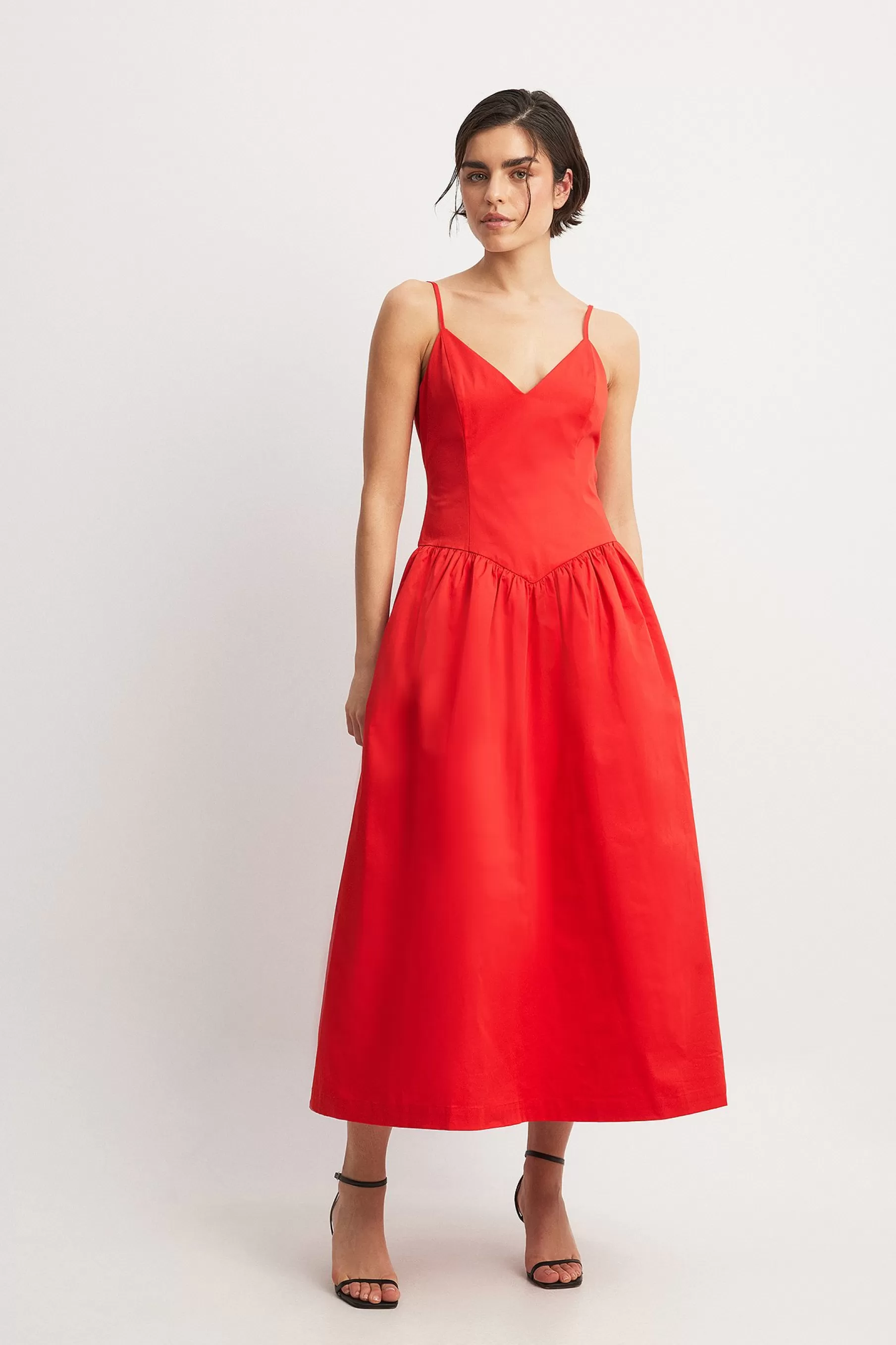 NA-KD Volume Skirt Midi Dress Red