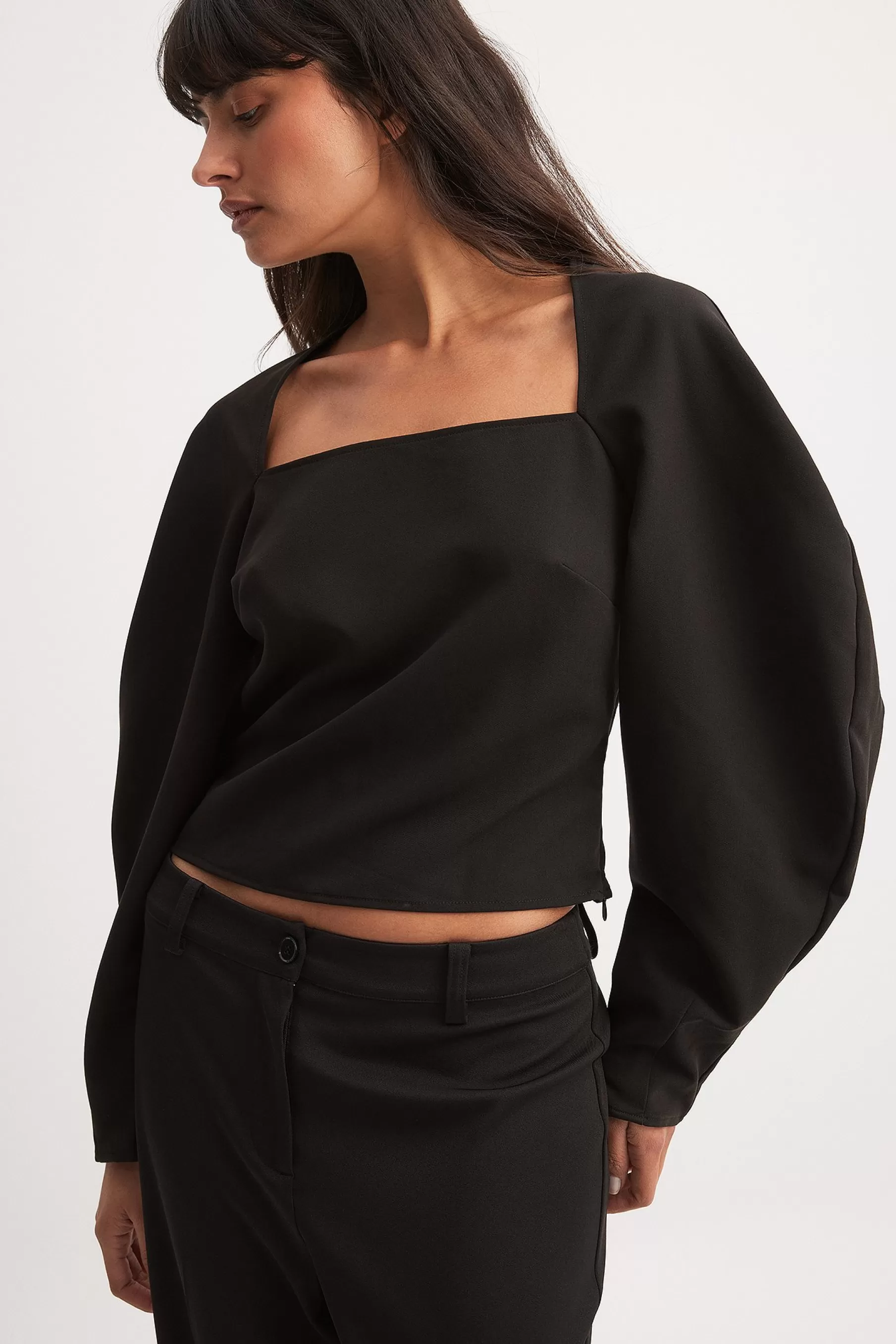 NA-KD Volume Sleeve Blouse Black