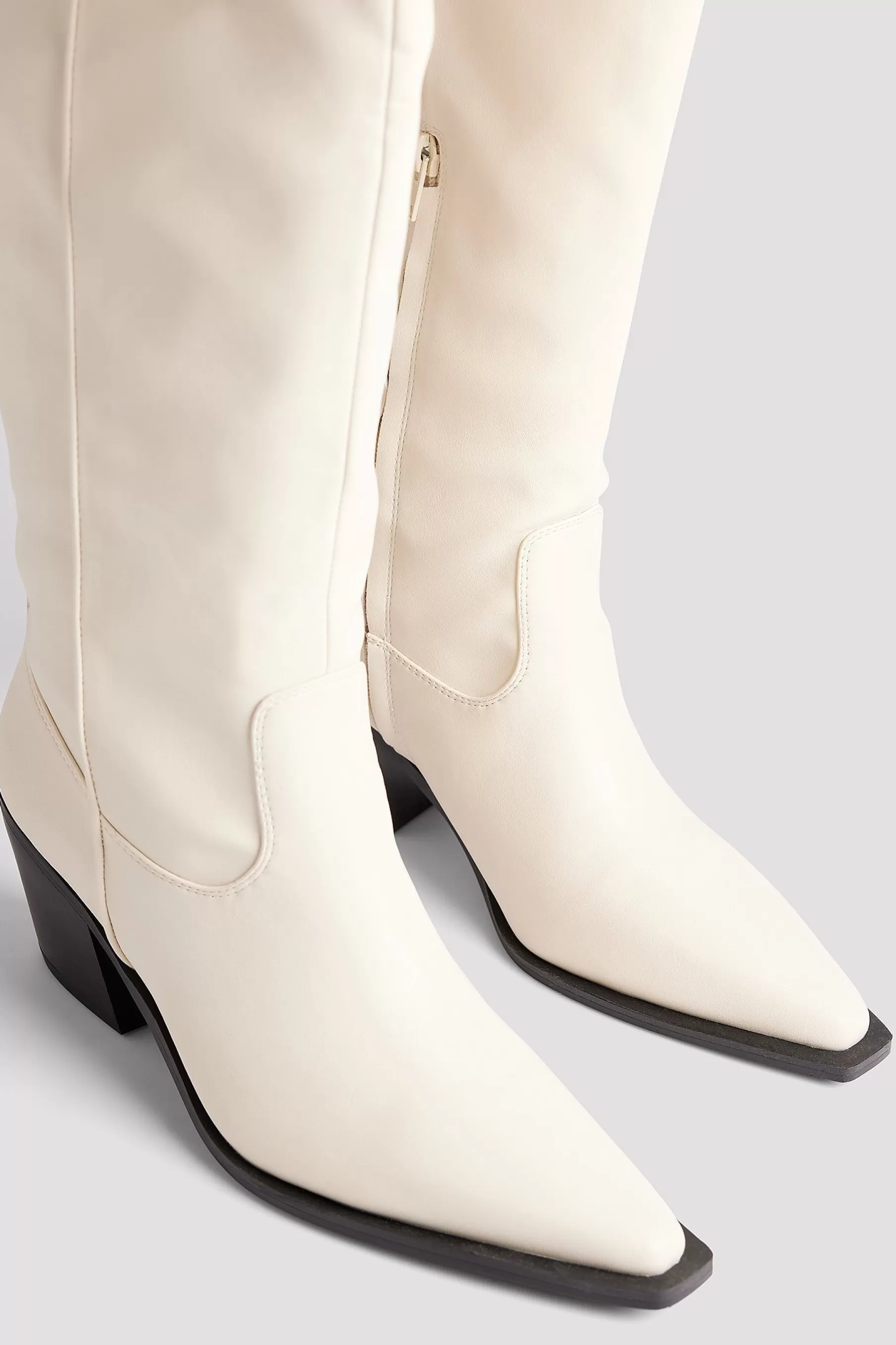 NA-KD Western Shaft Boots Offwhite