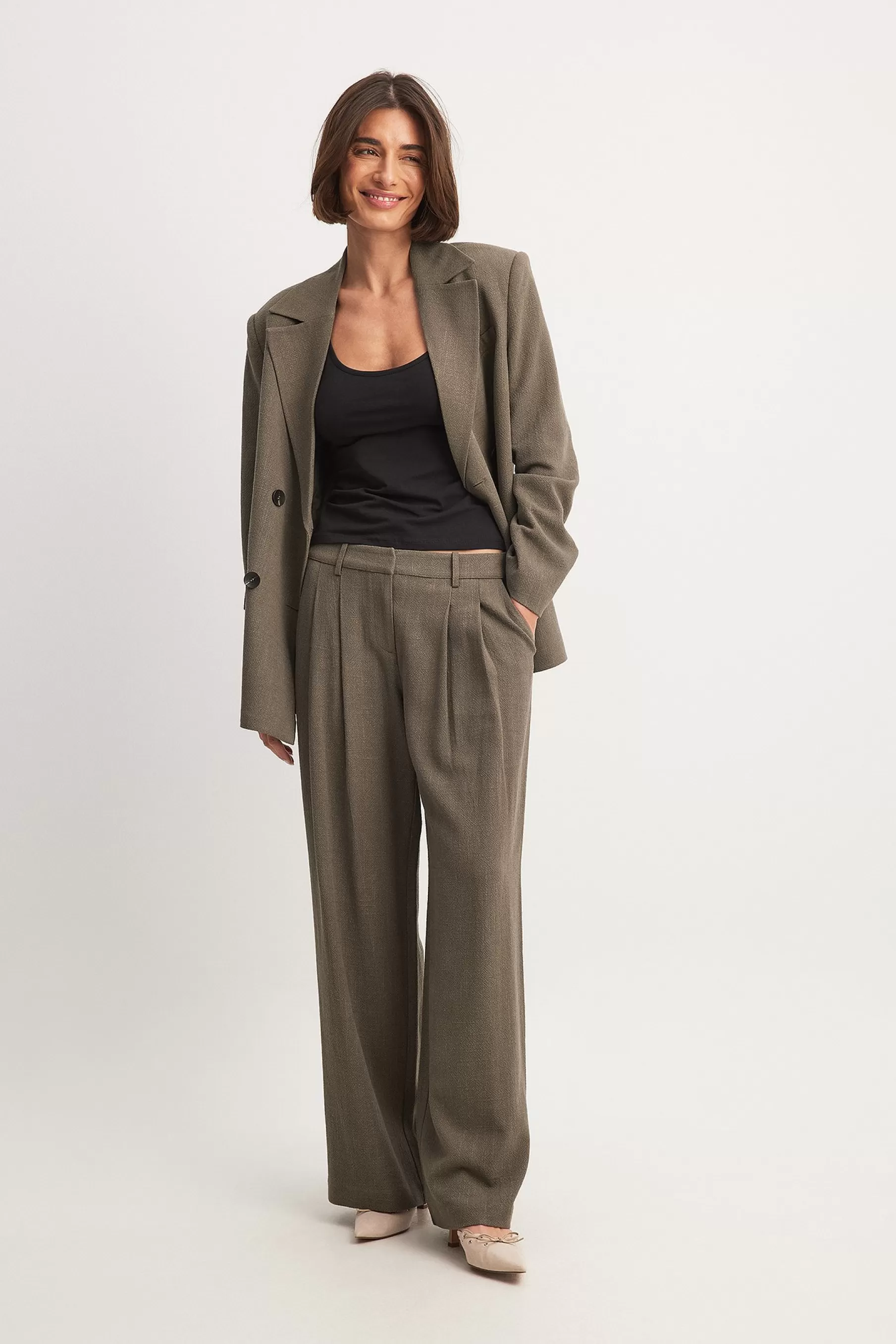 NA-KD Wide Leg Pants Brown