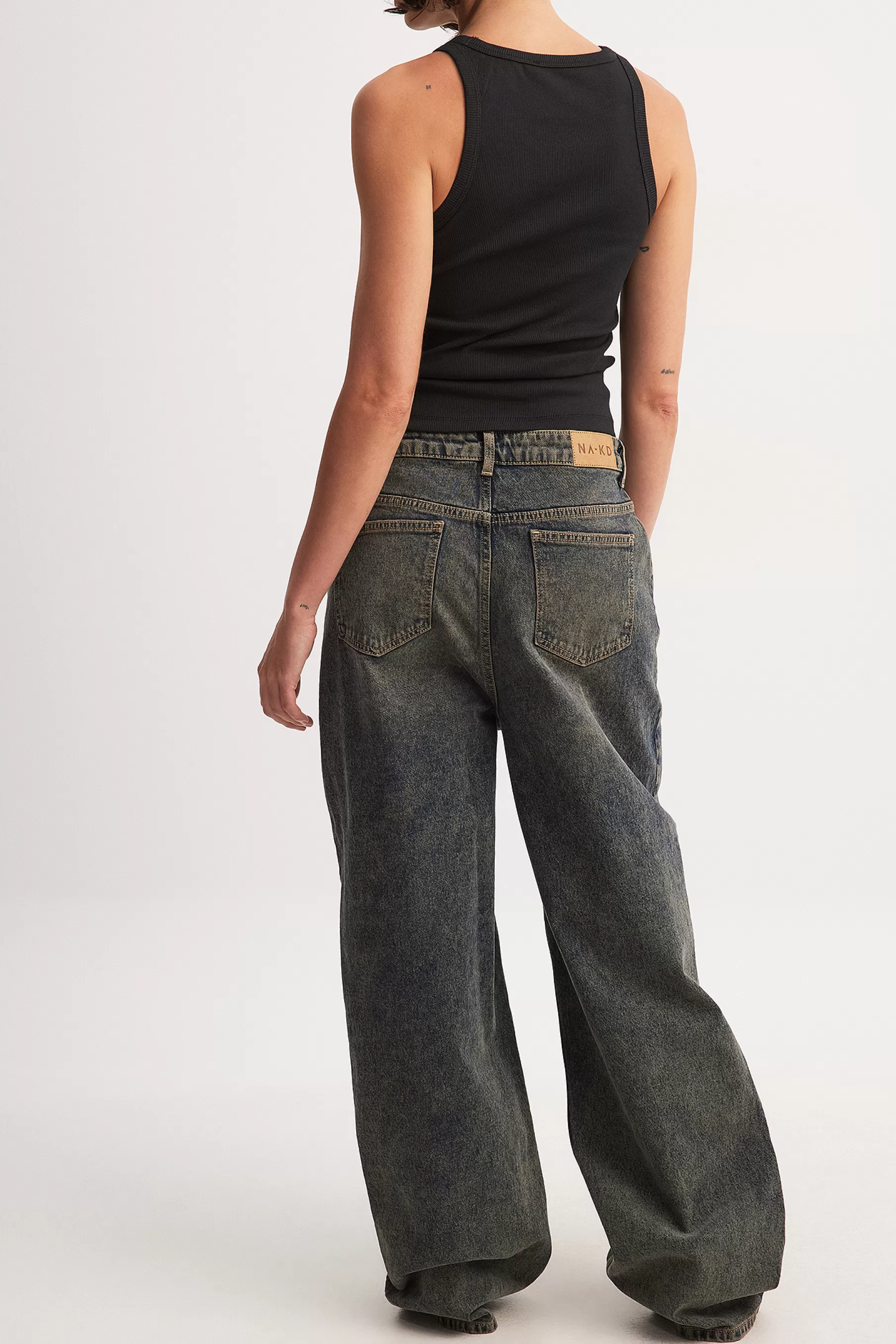 NA-KD Wide Low Waist Jeans Blue