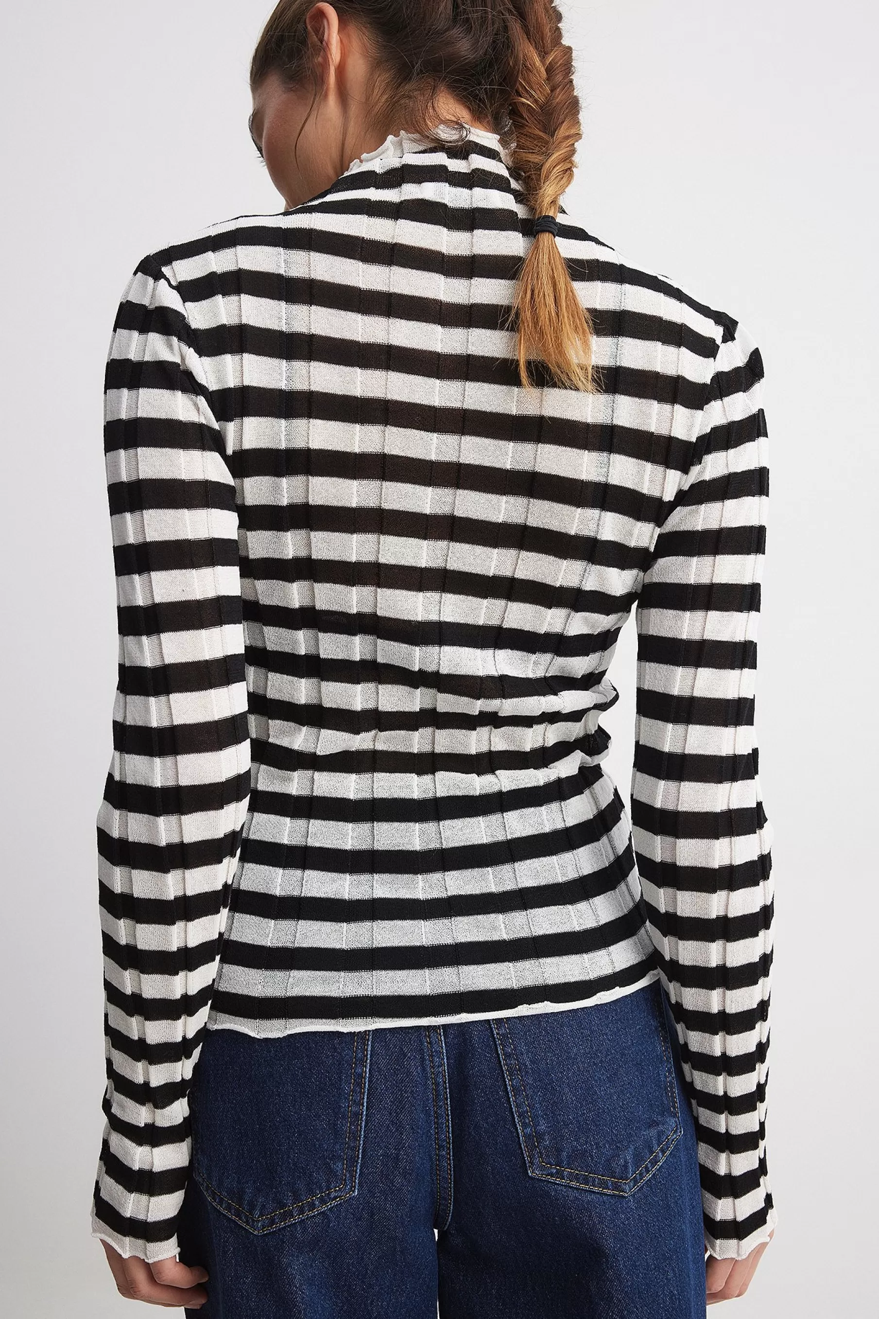 NA-KD Wide Rib Knitted Top Stripe