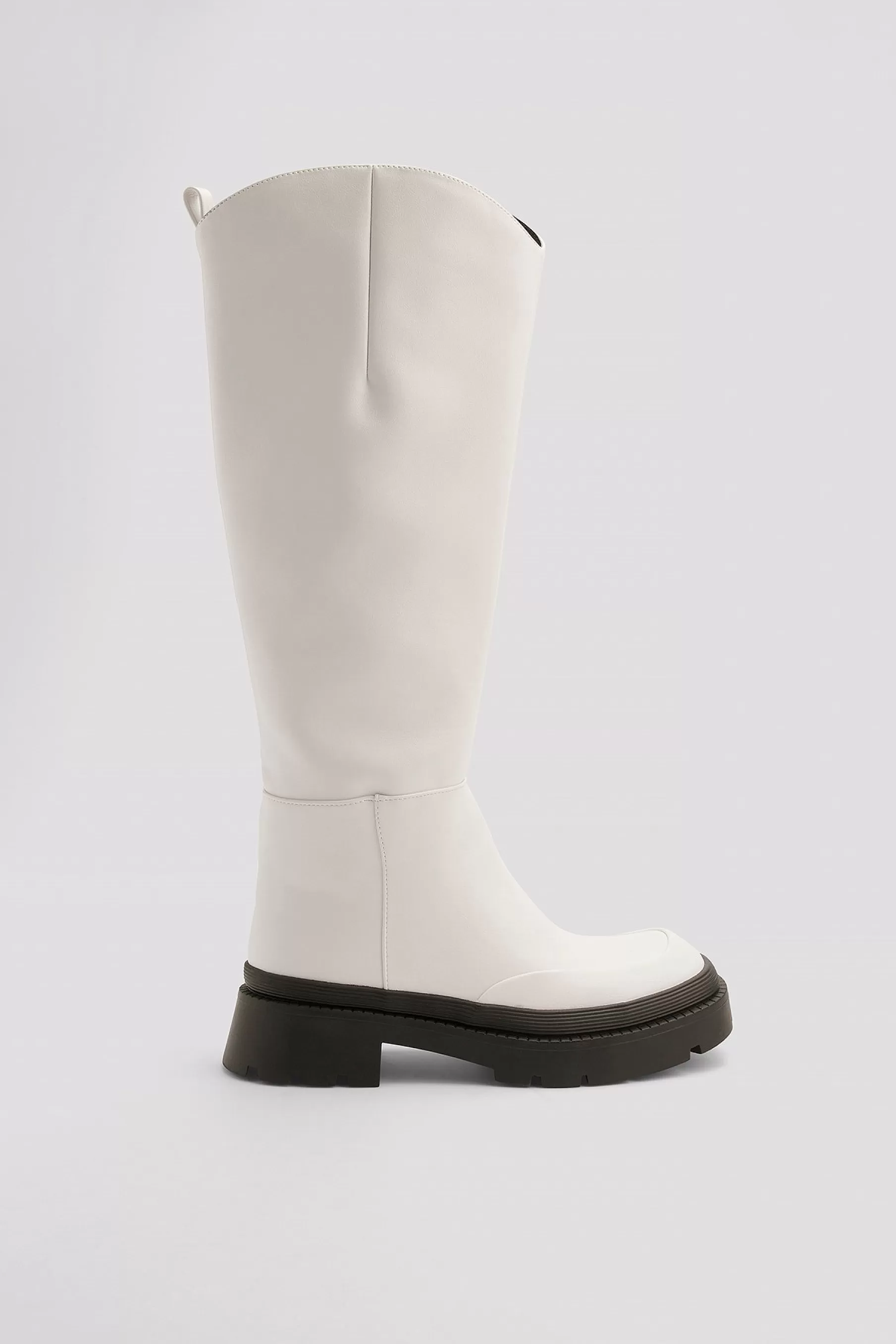 NA-KD Wide Rounded Shaft Boots Offwhite