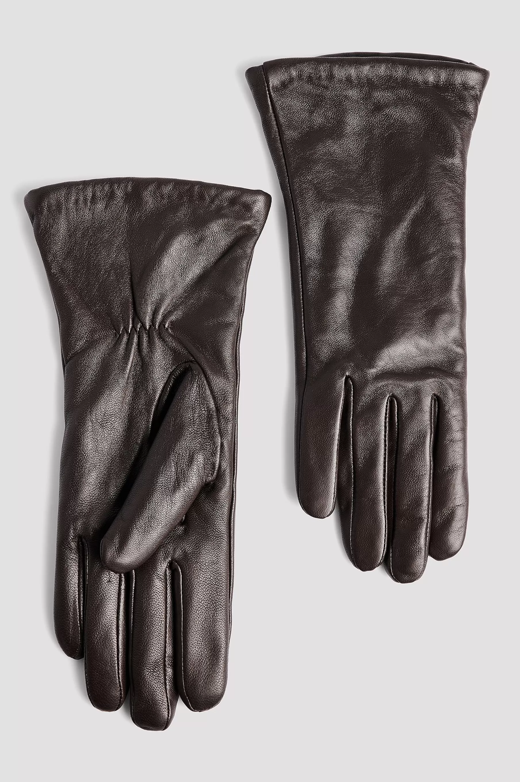 NA-KD Wide Shaft Leather Gloves Brown