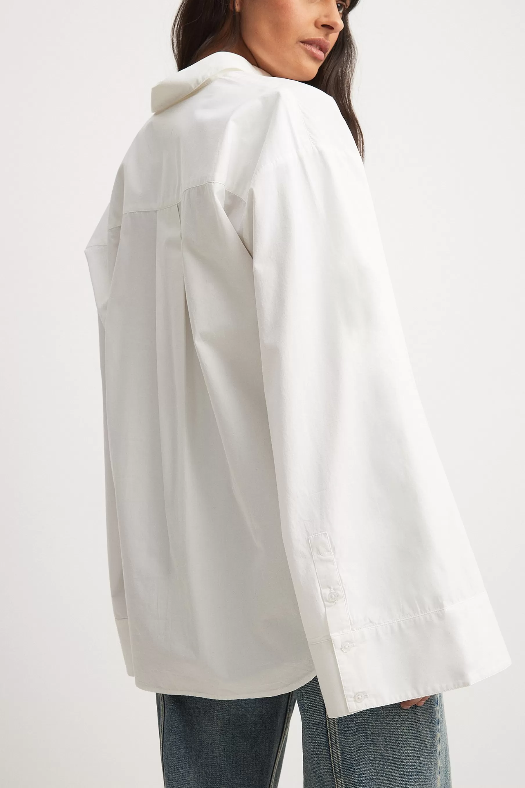 NA-KD Wide Sleeve Cotton Shirt White