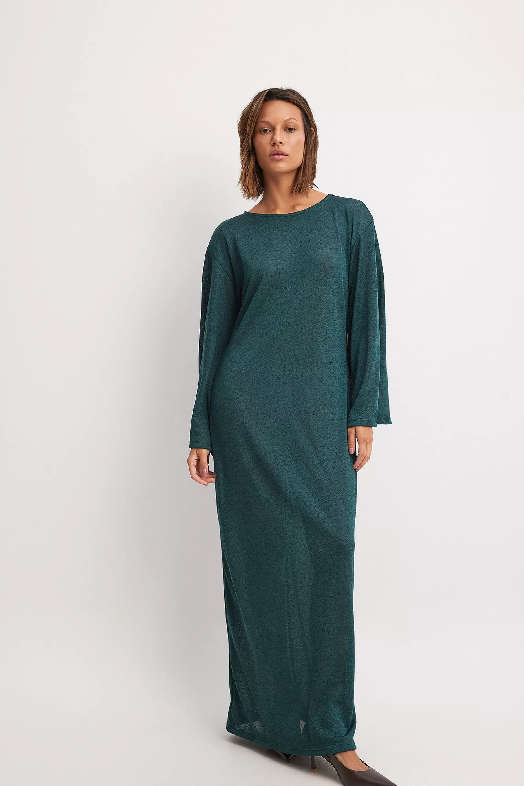 NA-KD Wide Sleeve Maxi Dress Green