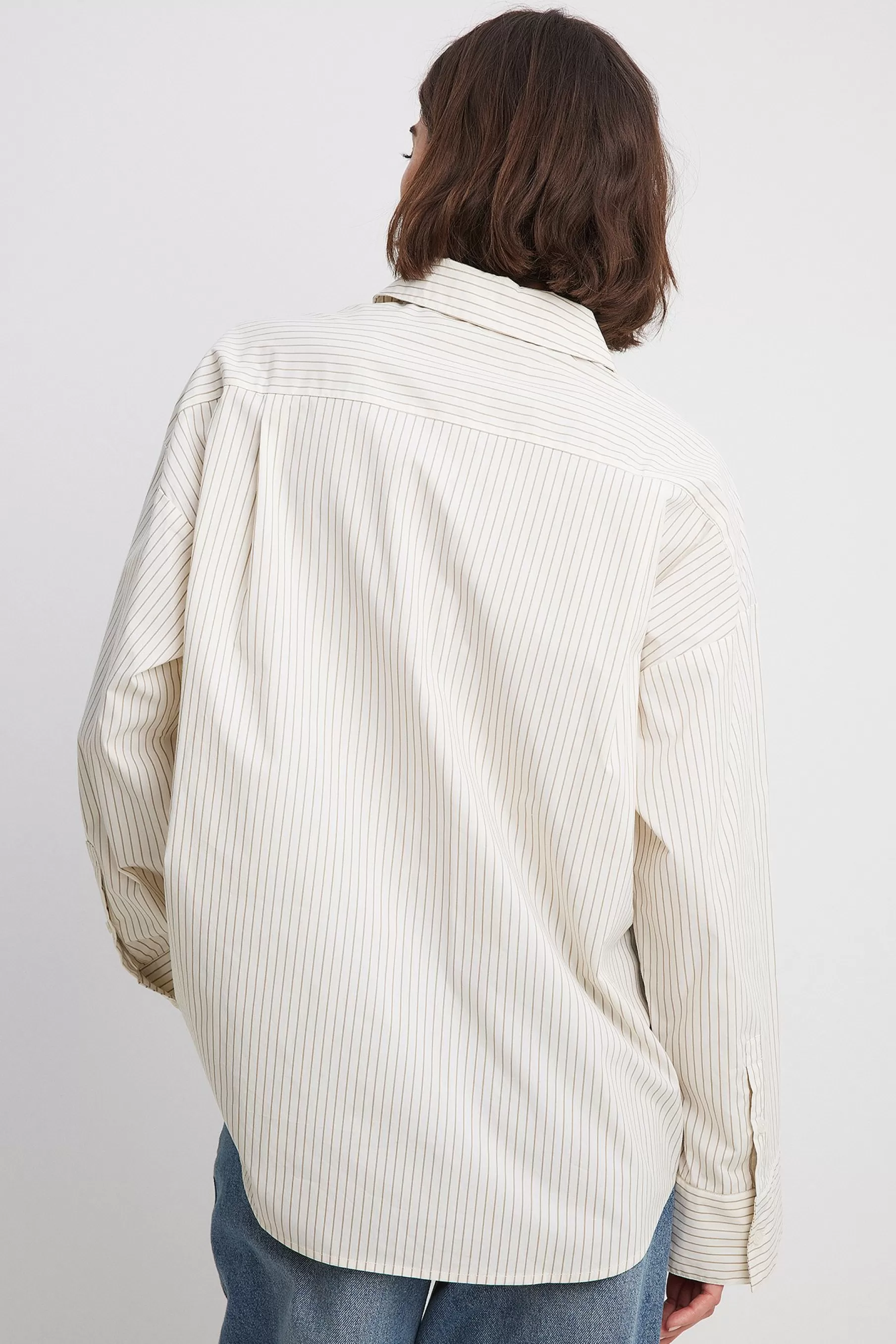 NA-KD Wide Sleeve Oversized Shirt Beige